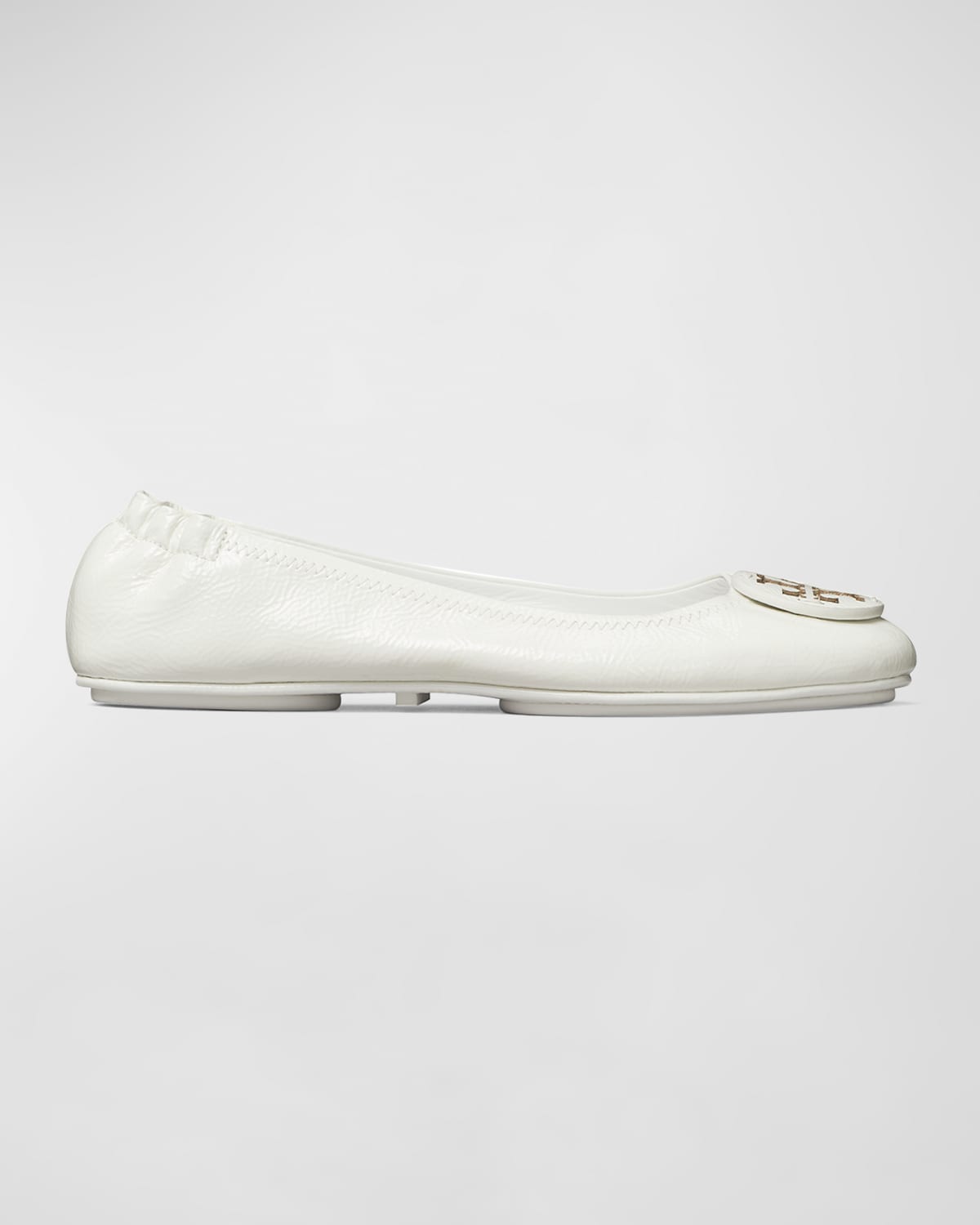 Tory Burch Minnie Leather Logo Travel Ballerina Flats In Gardenia