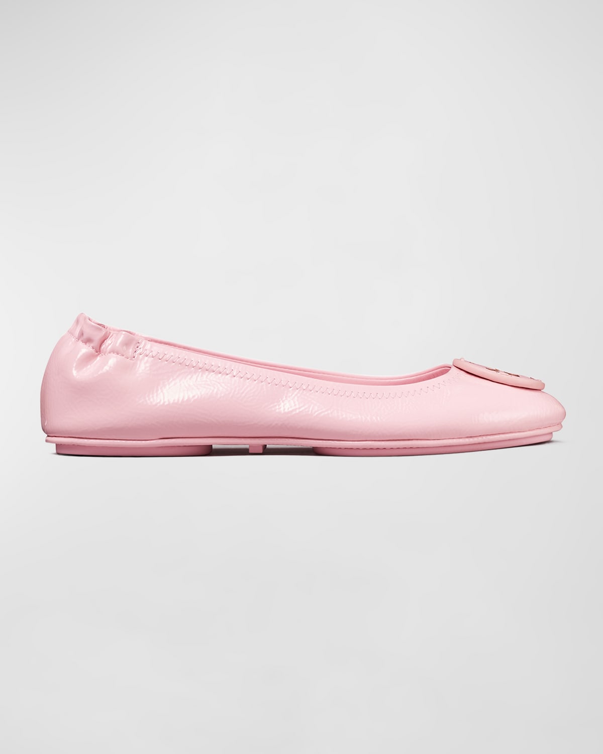Tory Burch Minnie Leather Logo Travel Ballerina Flats In Petunia