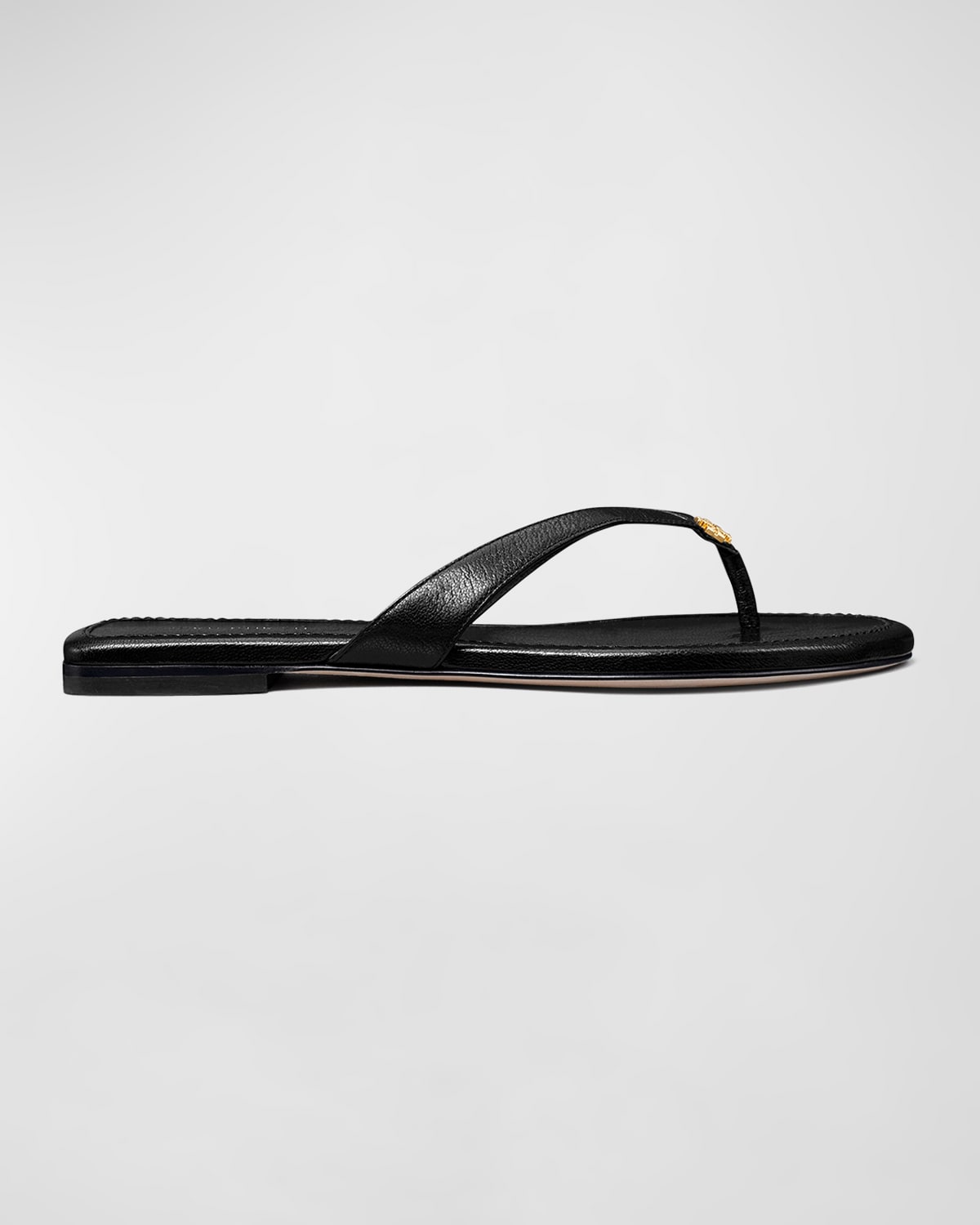 Tory burch black sales leather flip flops