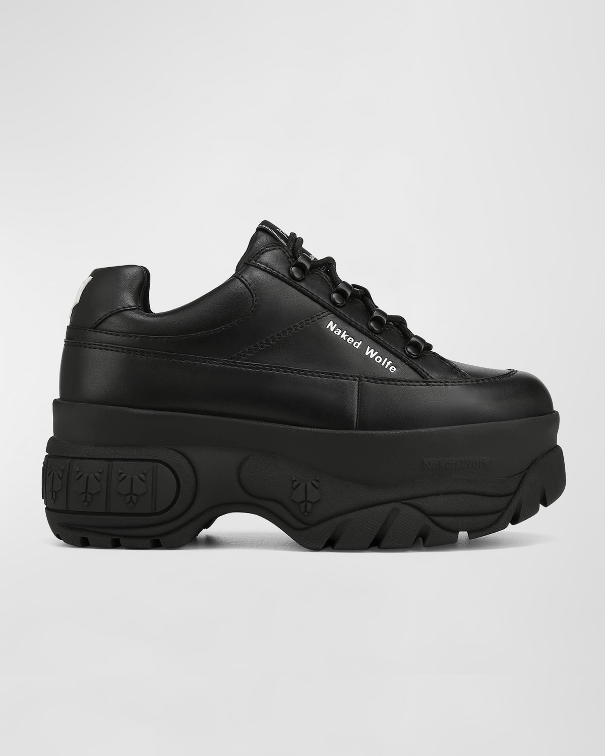 Naked Wolfe Black Sporty 70 Platform Leather Sneakers In Black