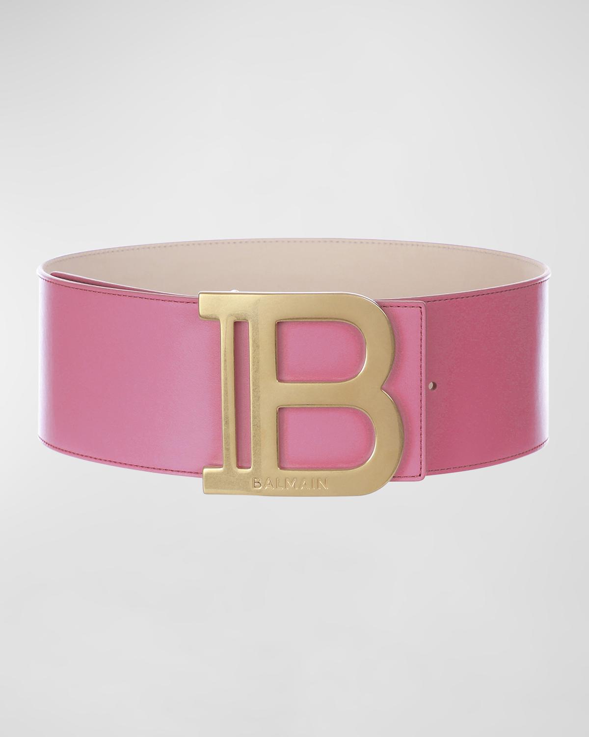 Balmain Monogram Wide Belt with Gold Buckle Balmain // Leather B Buckle Wide Belt – VSP Consignment main image 2