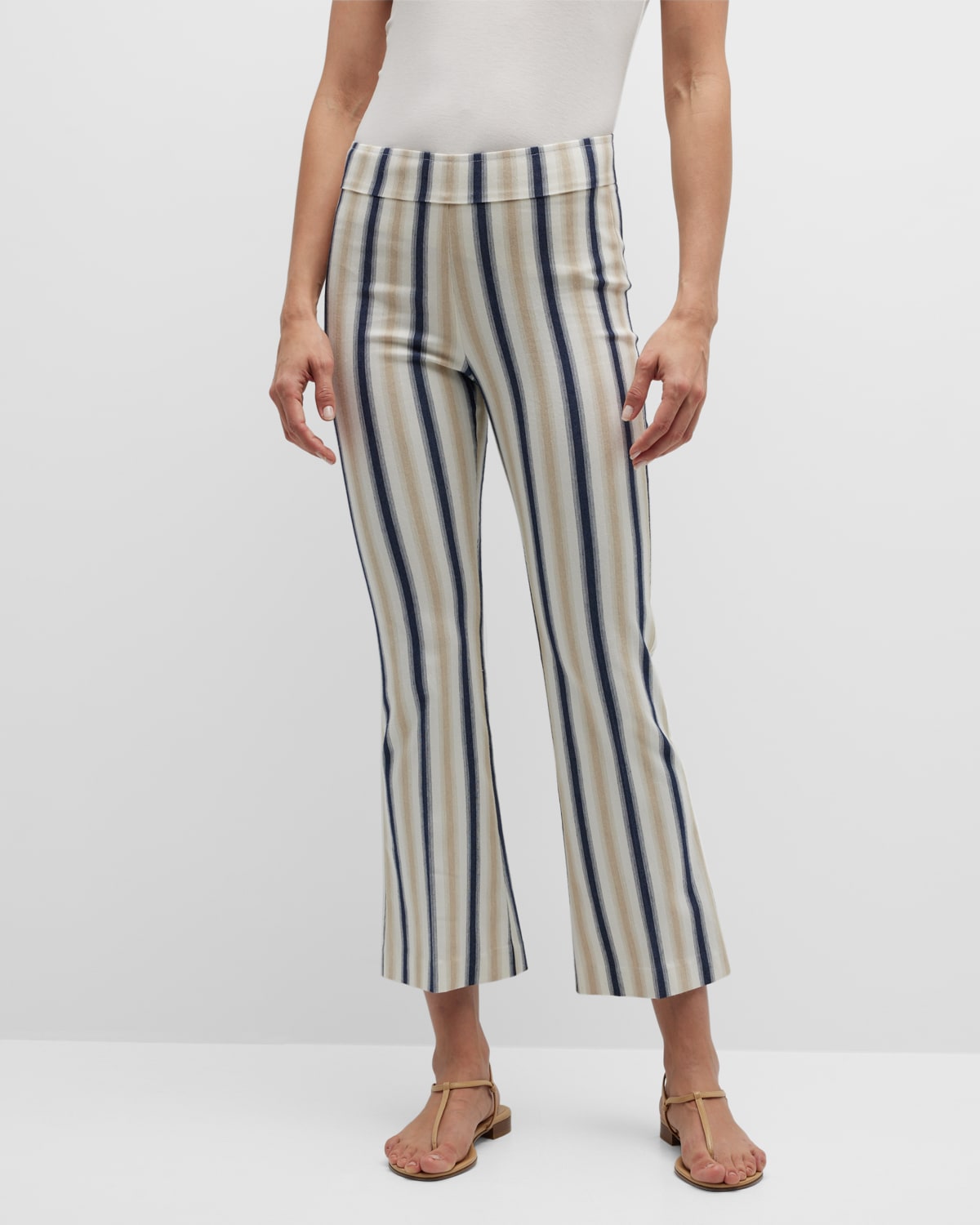 Avenue Montaigne Striped Cropped Flare Pants