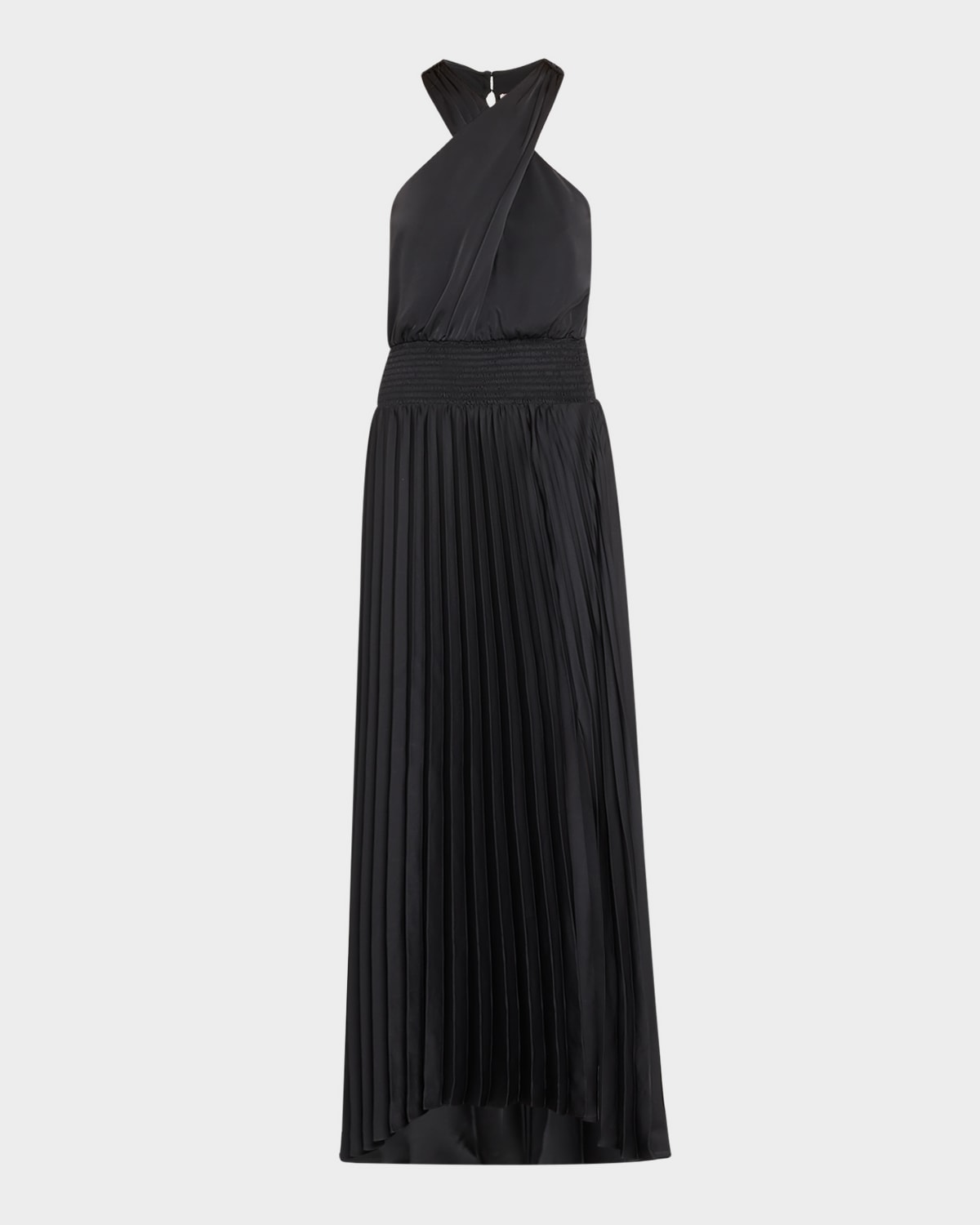 Ramy Brook Arina Pleated Halter Dress In Black