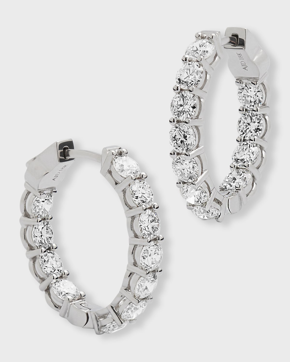 Neiman Marcus Diamonds 18k White Gold Diamond Small Hoop Earrings