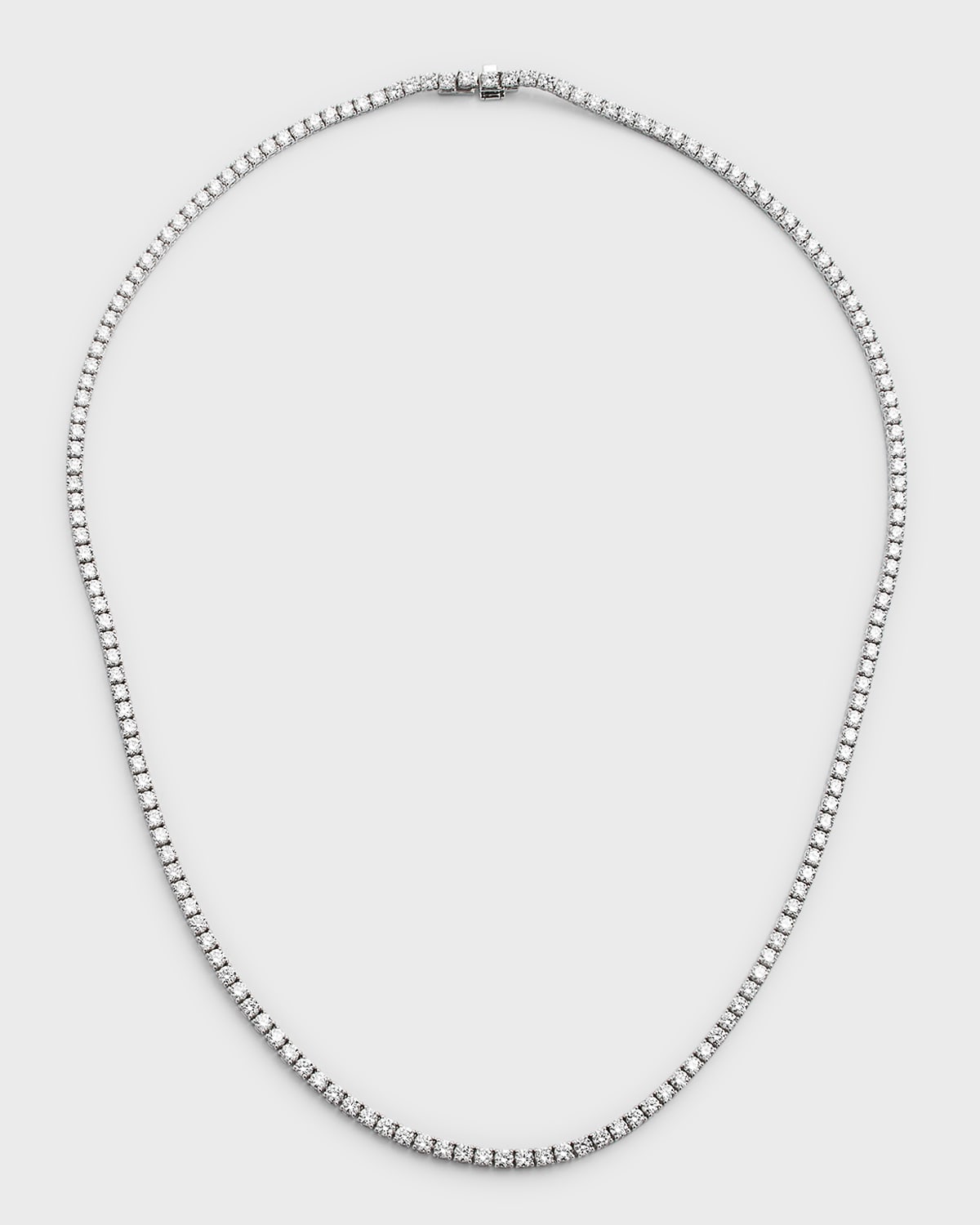 18K White Gold Round Diamond Tennis Necklace, 17"L, 9.02tcw