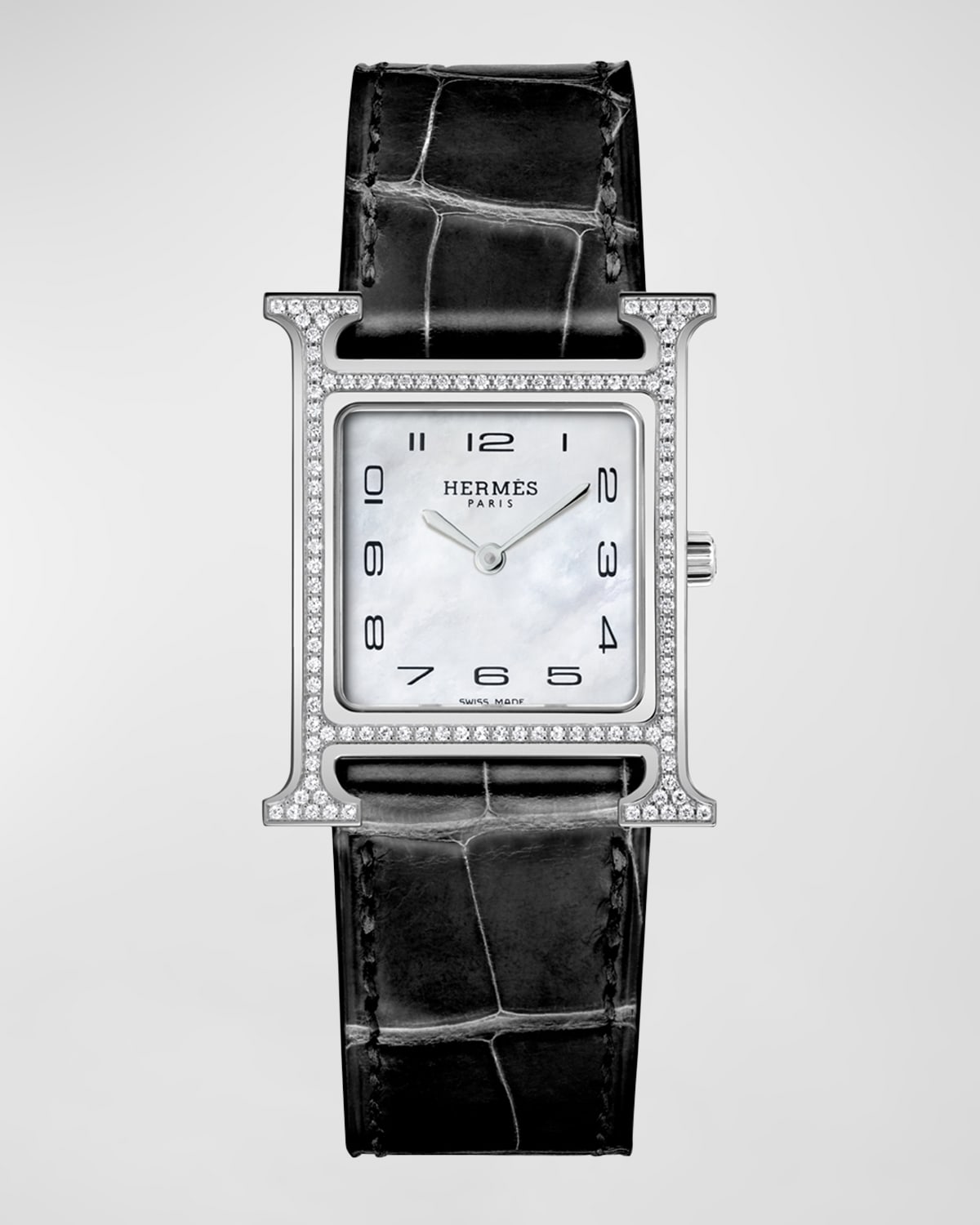 Herms Heure H Watch, Medium Model, 30 Mm In Black