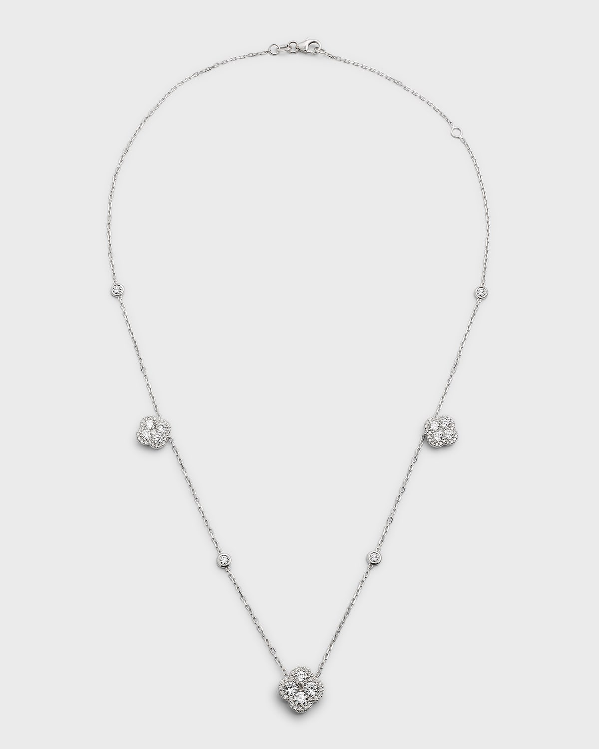 Neiman Marcus Diamonds 18k White Gold Diamond Flower Station Necklace
