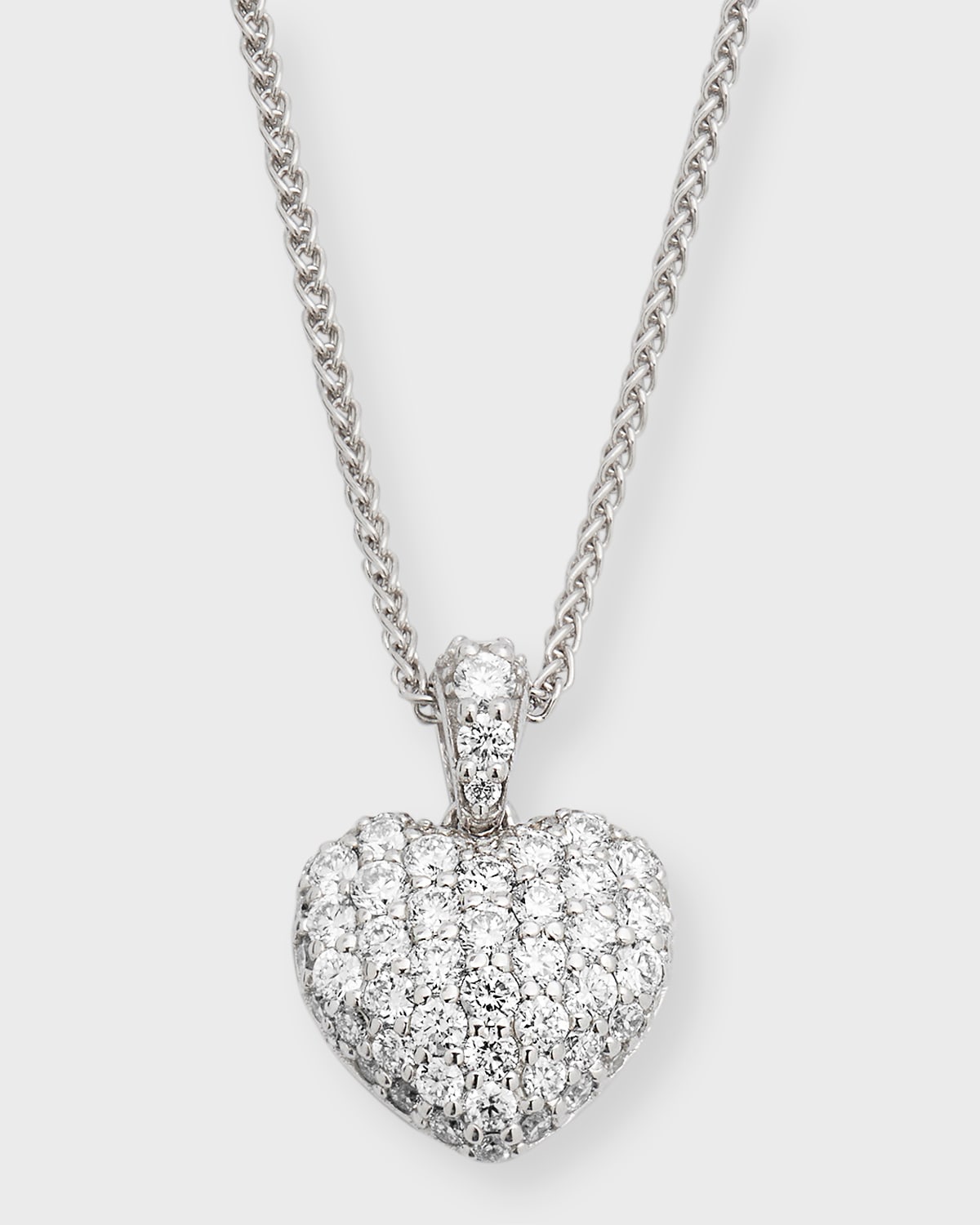 18k White Gold Diamond Heart Pendant Necklace
