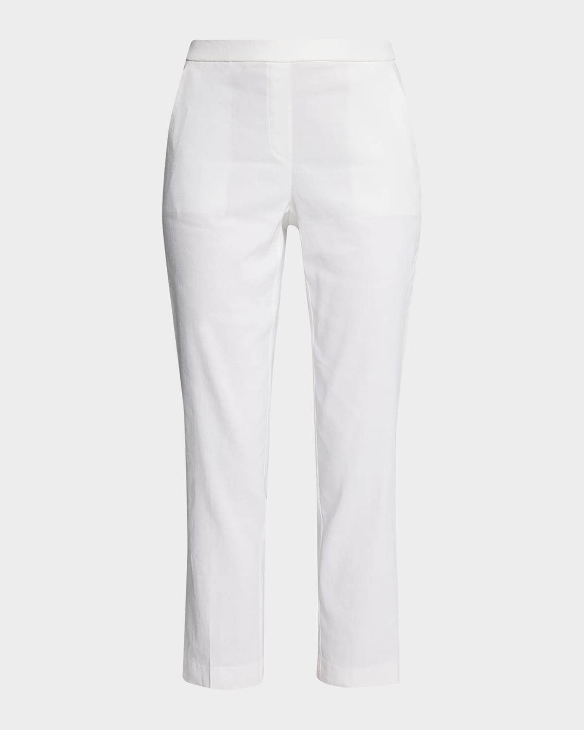 Theory Treeca Good Linen Cropped Pull-on Ankle Pants In Wht