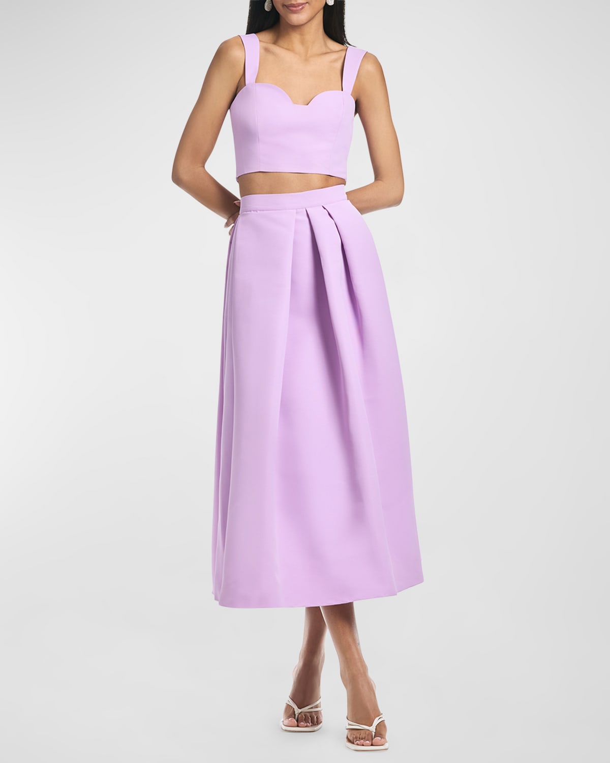 Sachin & Babi Darcy Cropped Twist-back Sweetheart Top In Lilac