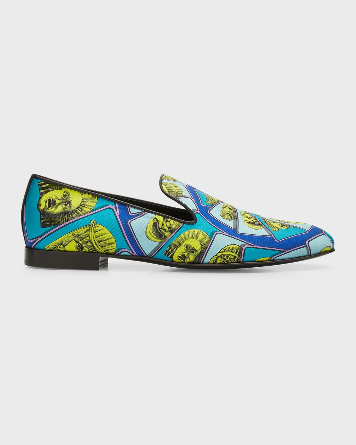 VERSACE MEN'S PRINTED SILK LOAFERS