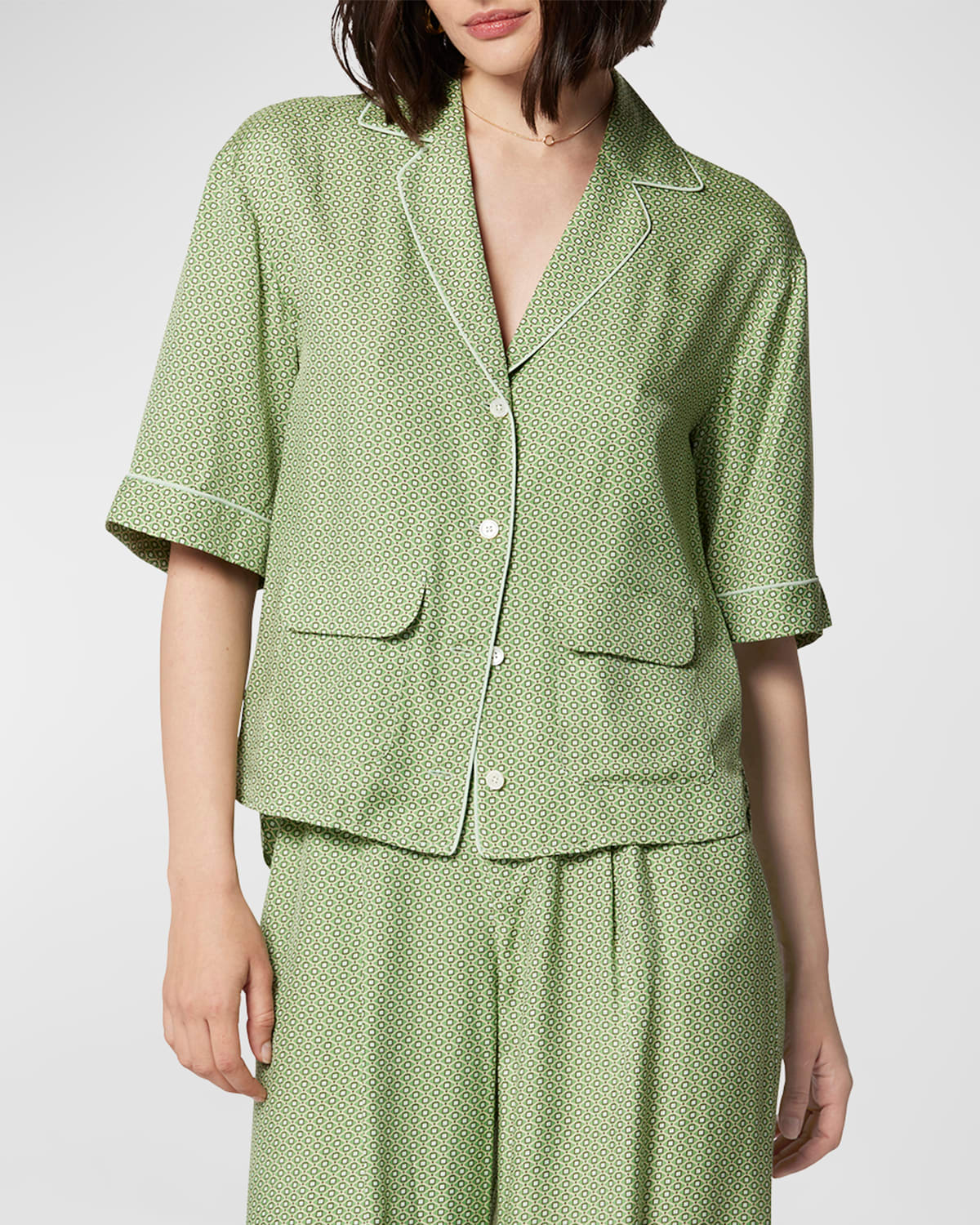 Equipment Leon Print Button-up Shirt In Jadesheen Multi