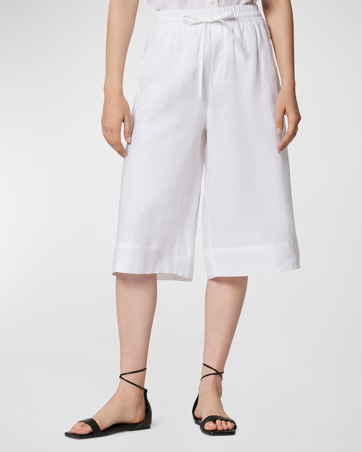 EQUIPMENT THEO CROPPED WIDE-LEG LINEN PANTS