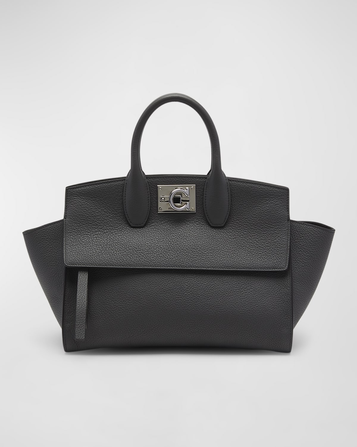 Ferragamo The Studio Small Leather Top-handle Bag In Dark Grey