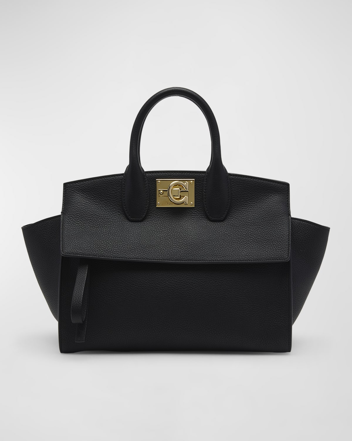 Ferragamo The Studio Small Leather Top-handle Bag In Nero
