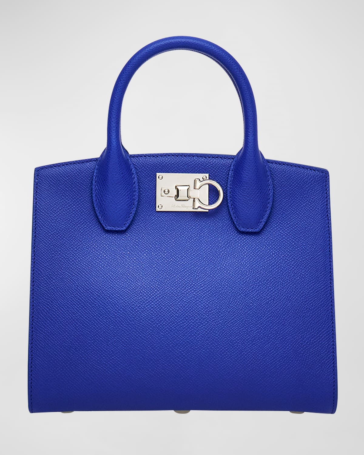 Ferragamo The Studio Box Leather Top Handle Bag In Lapis