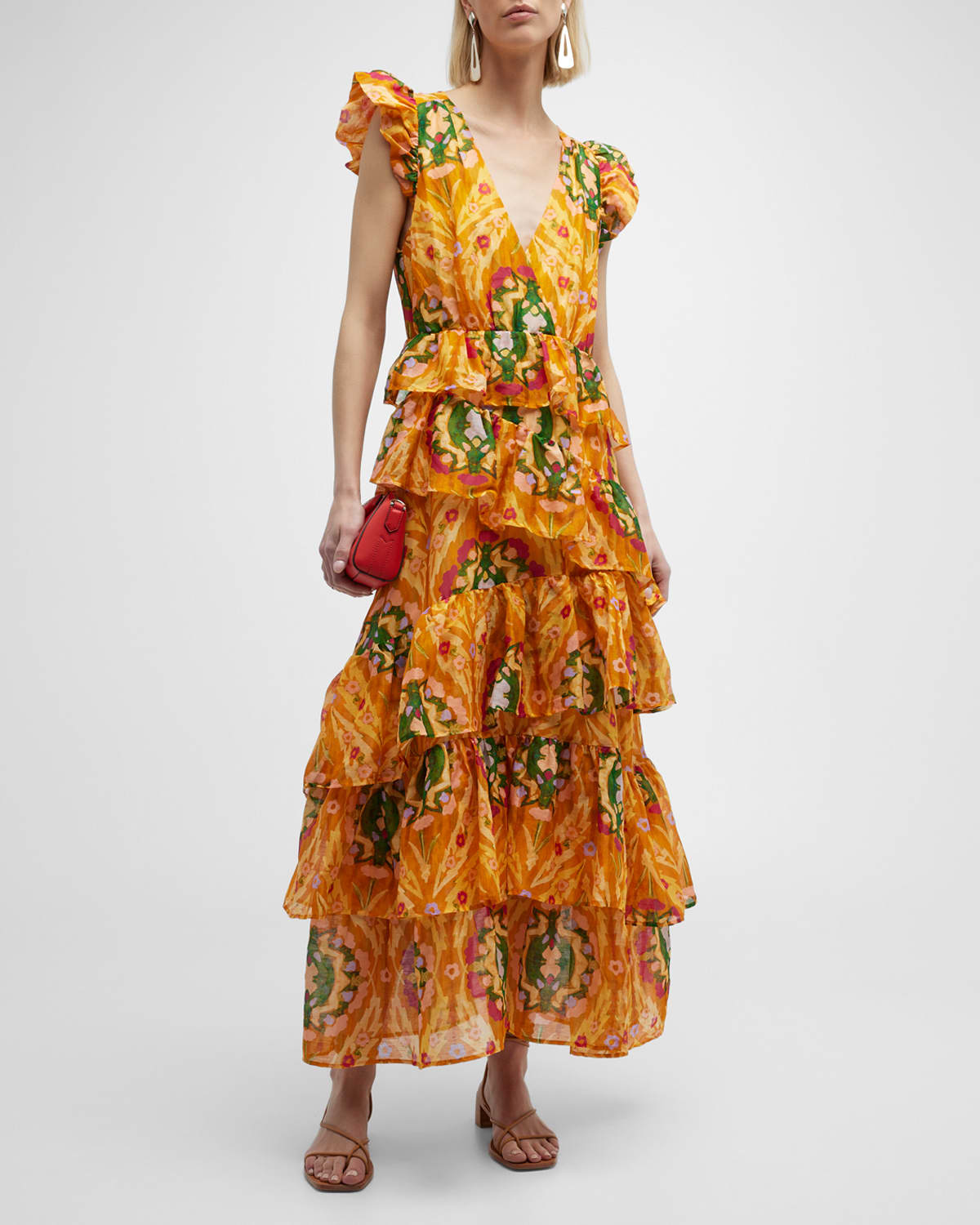 Marie Oliver Marisol Ruffle-Tiered Floral-Print Maxi Dress