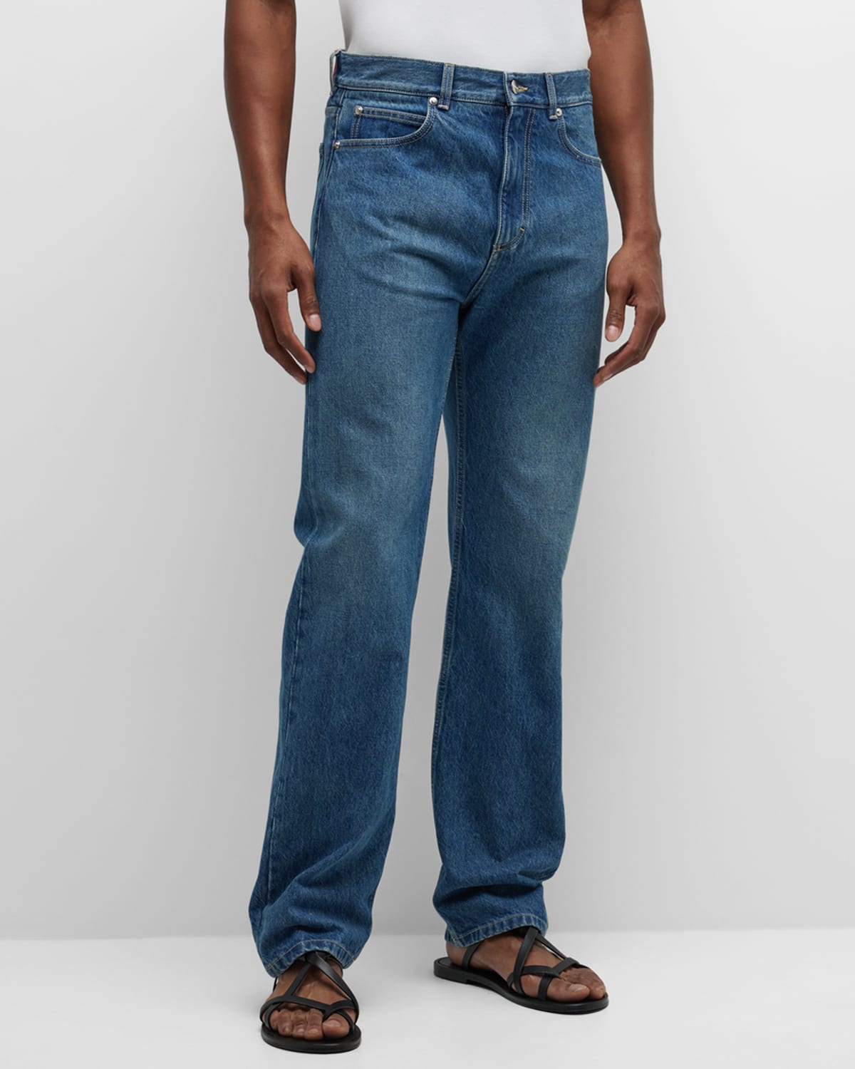 Shop Ferragamo Men's Straight-leg Jeans In Blu Denim