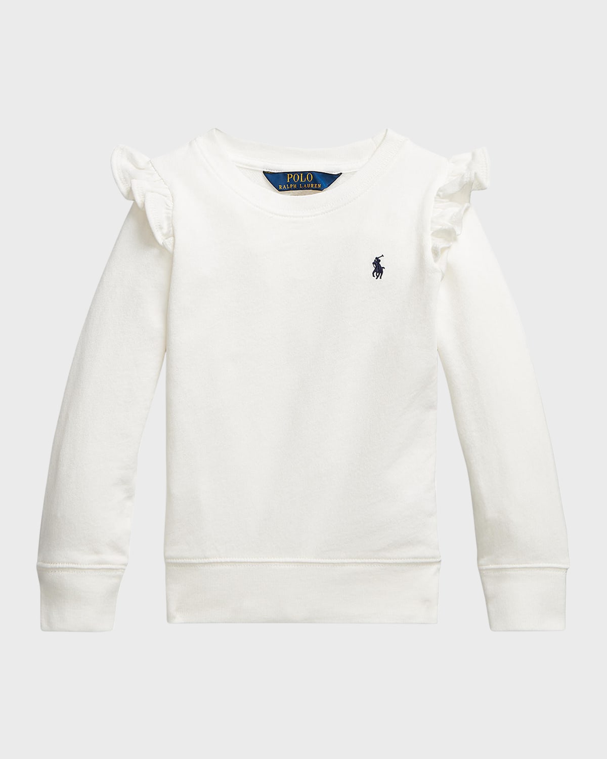 Ralph Lauren Kids' Ruffle Detail Embroidered Logo Sweatshirt In White