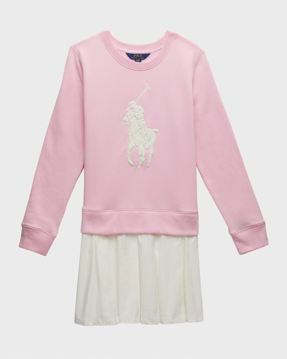 Girl's Big Pony Fleece Sweatshirt Dress, Size S-XL