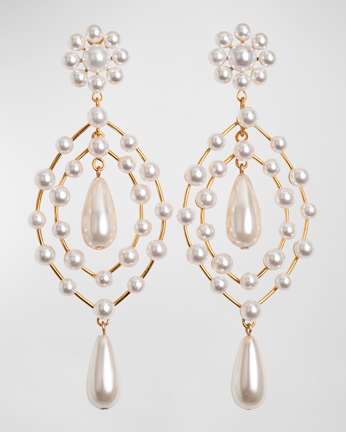 Jennifer Behr Galene Chandelier Earrings In Pearl Gold