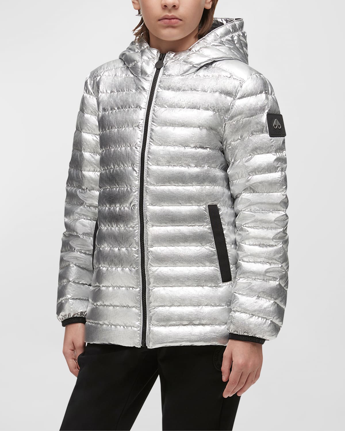 Moose Knuckles Unisex Air Down Metallic Jacket In Silver
