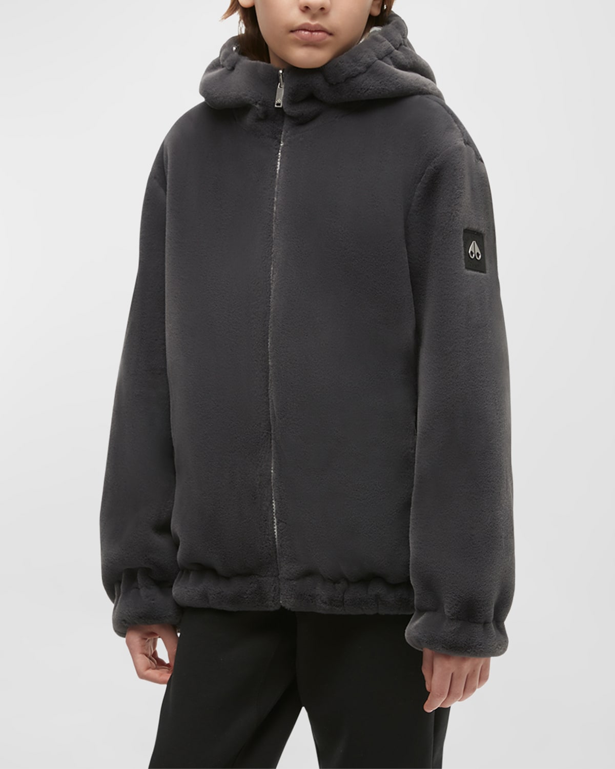 Moose Knuckles Kid's Simcoe Reversible Faux Fur Jacket In Kendall Greysilve