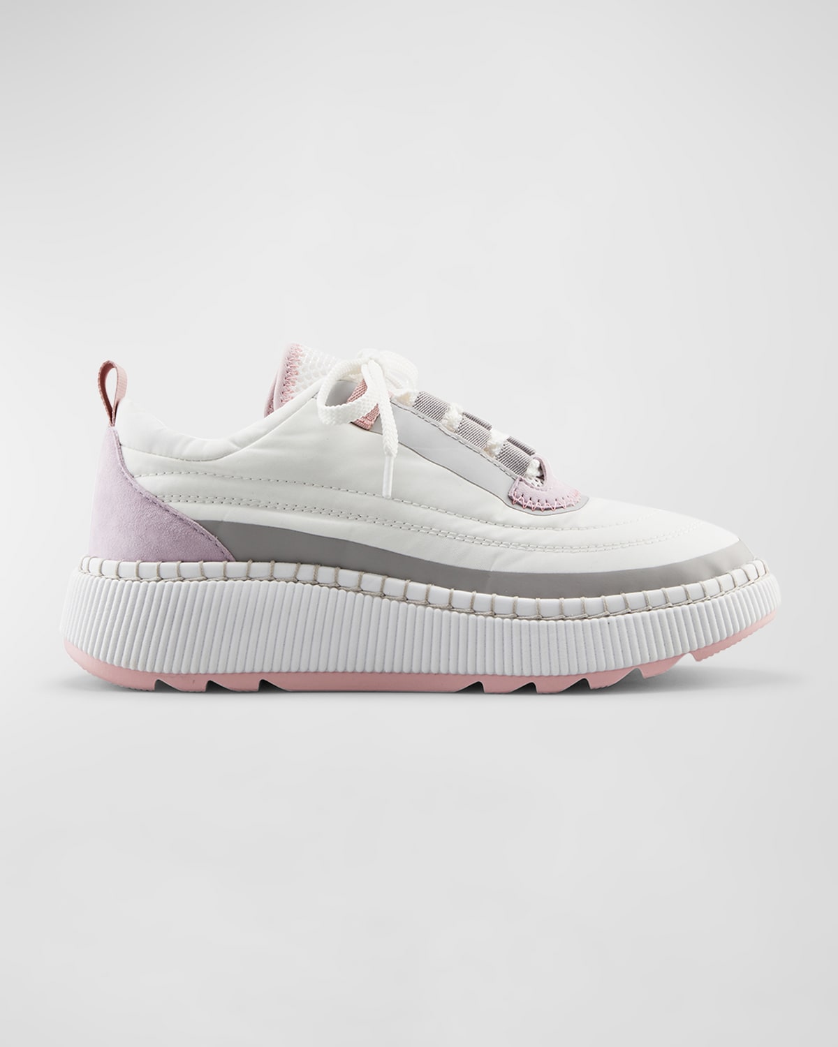 Cougar Sayah Pillowy Nylon Platform Sneakers In White-lavender