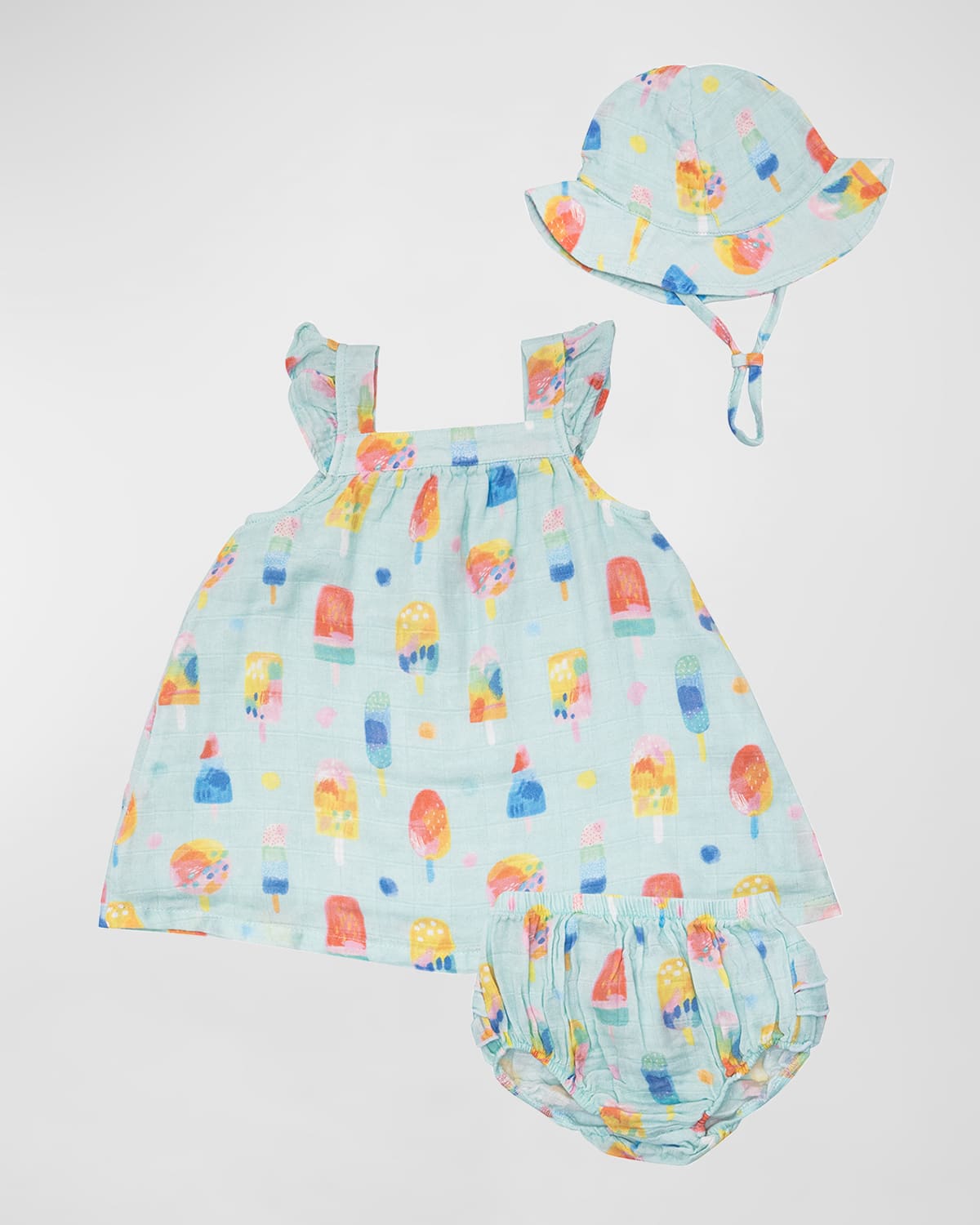 Girl's Popsicle-Print Sundress W/ Diaper Cover And Sun Hat, Size 6M-24M