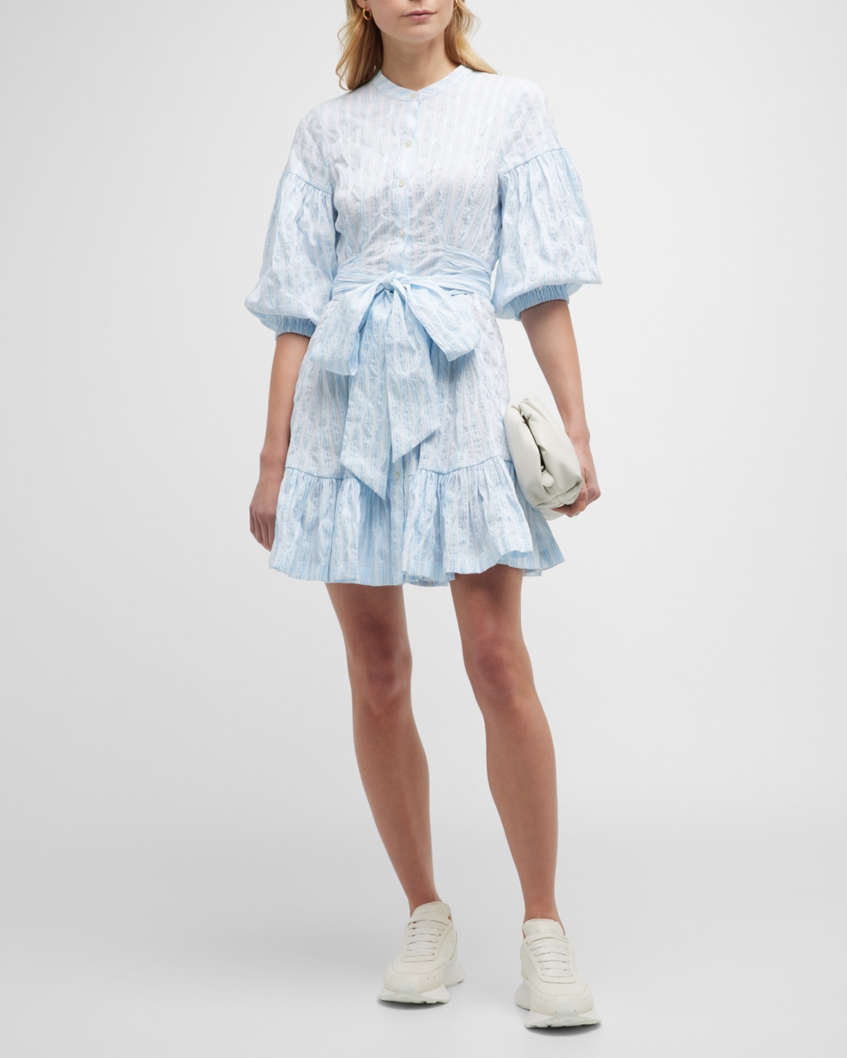 Nino Belted Puff-Sleeve Mini Dress