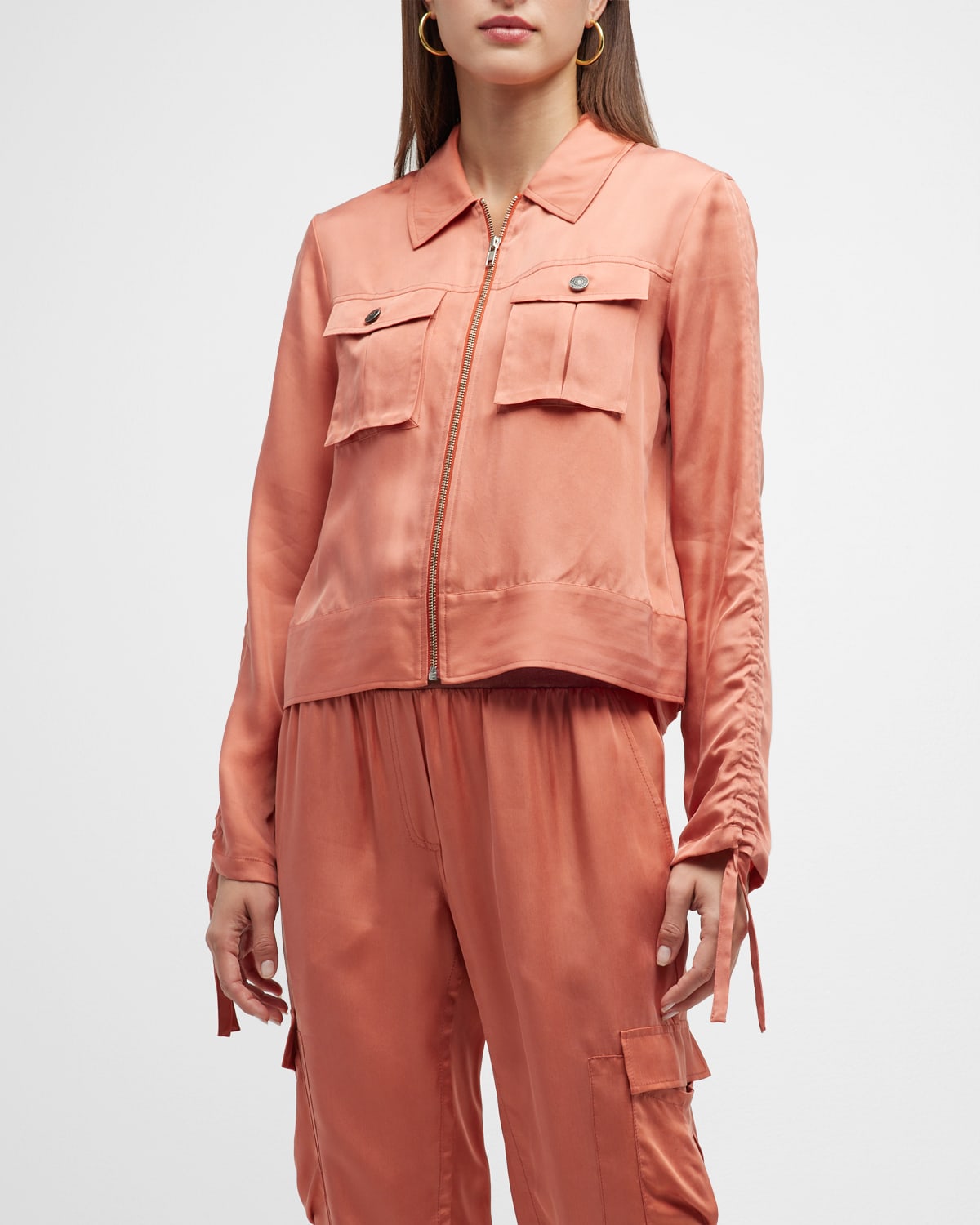 Cinq À Sept Dale Patch-pocket Twill Jacket In Apricot
