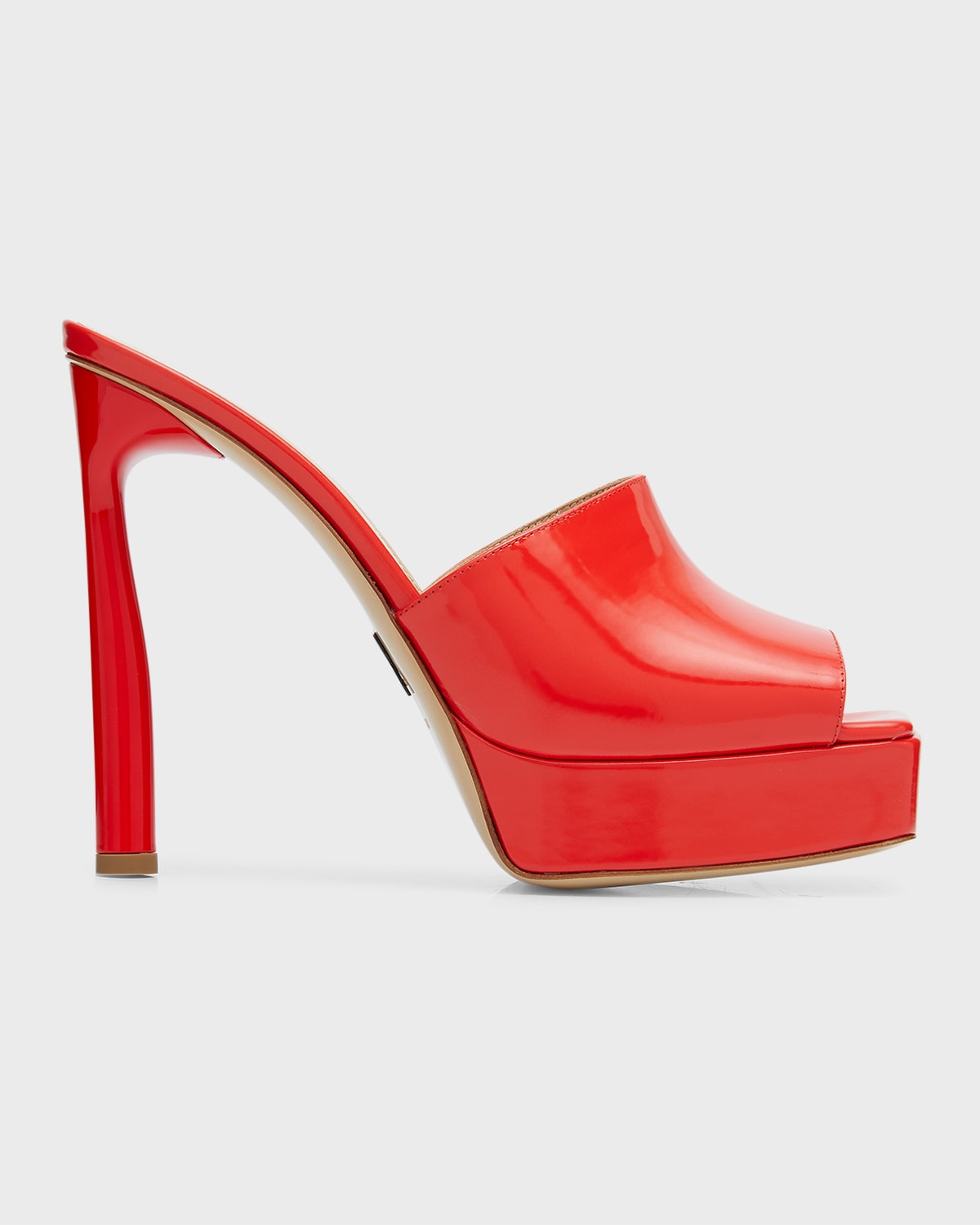 Paul Andrew Patent Platform Slide Sandals In Red