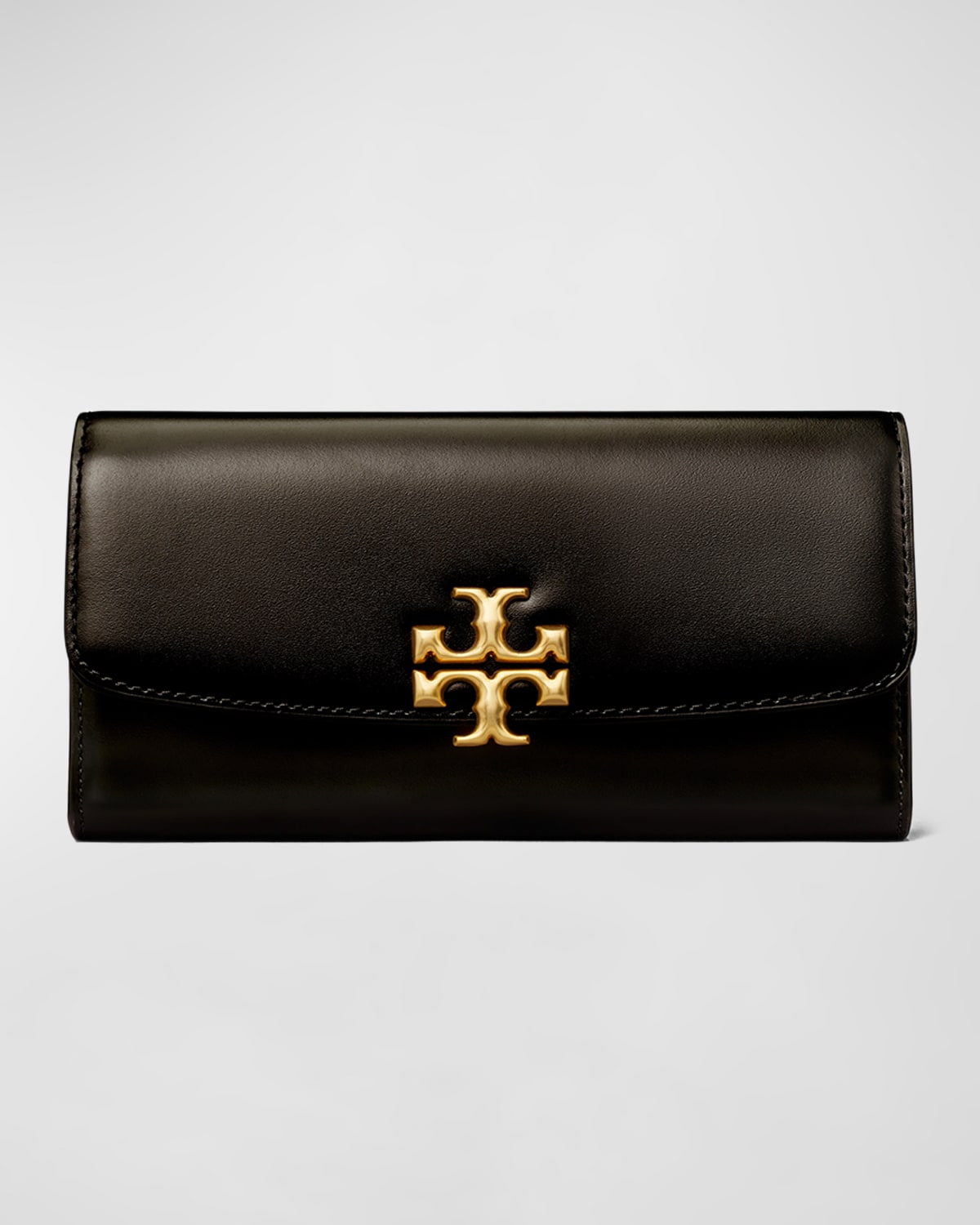 Tory Burch Eleanor Leather Envelope Wallet In Black | ModeSens