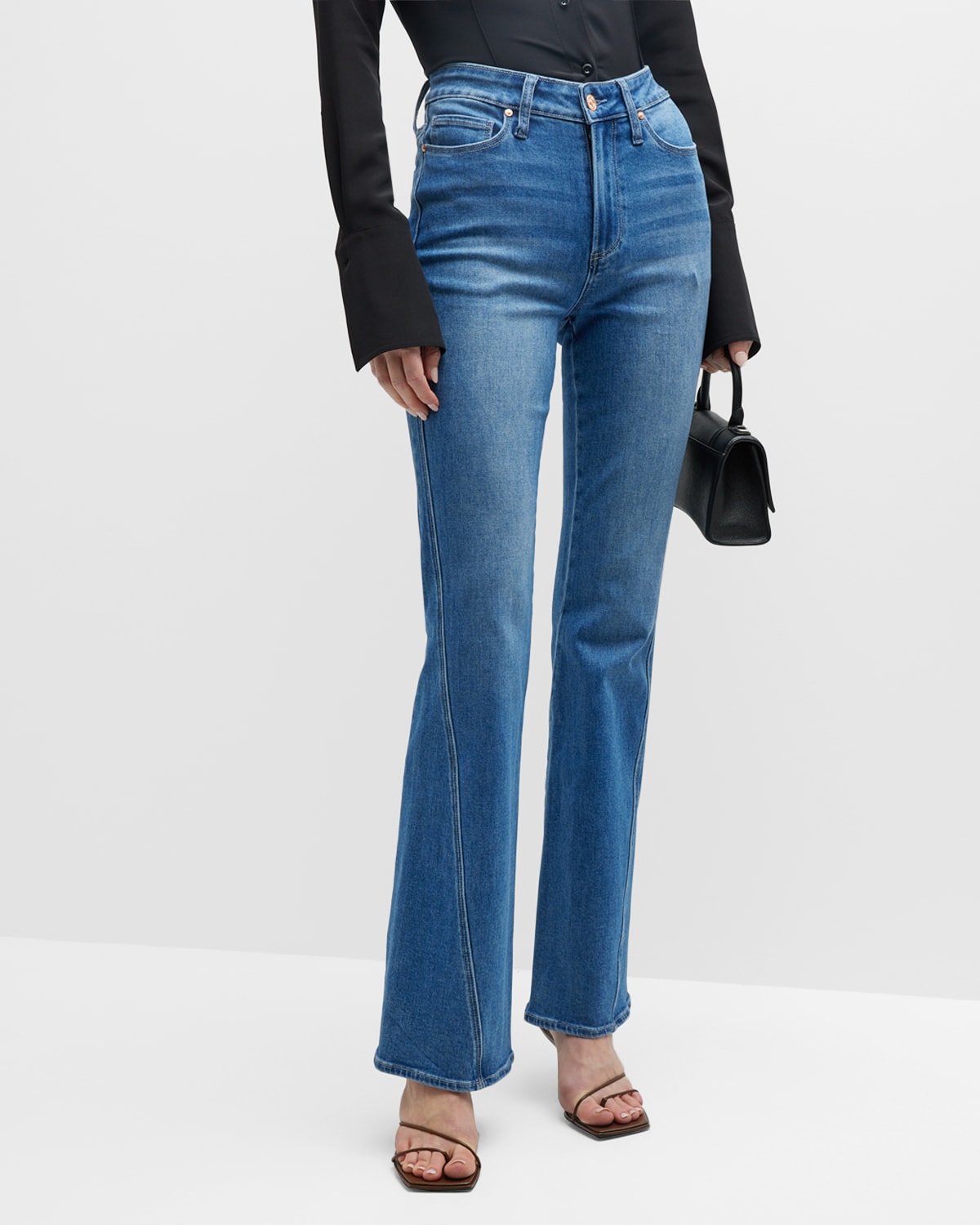 Shop Paige Laurel Canyon Flared Twist-seam Jeans In Libra