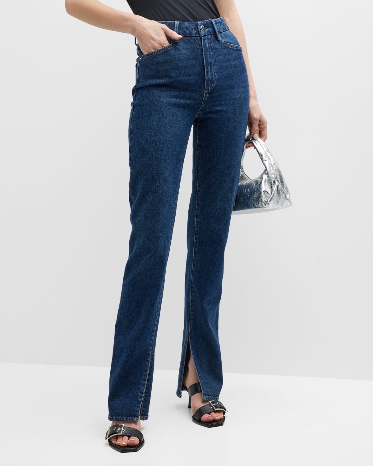 PAIGE STELLA STRAIGHT SPLIT-HEM JEANS 