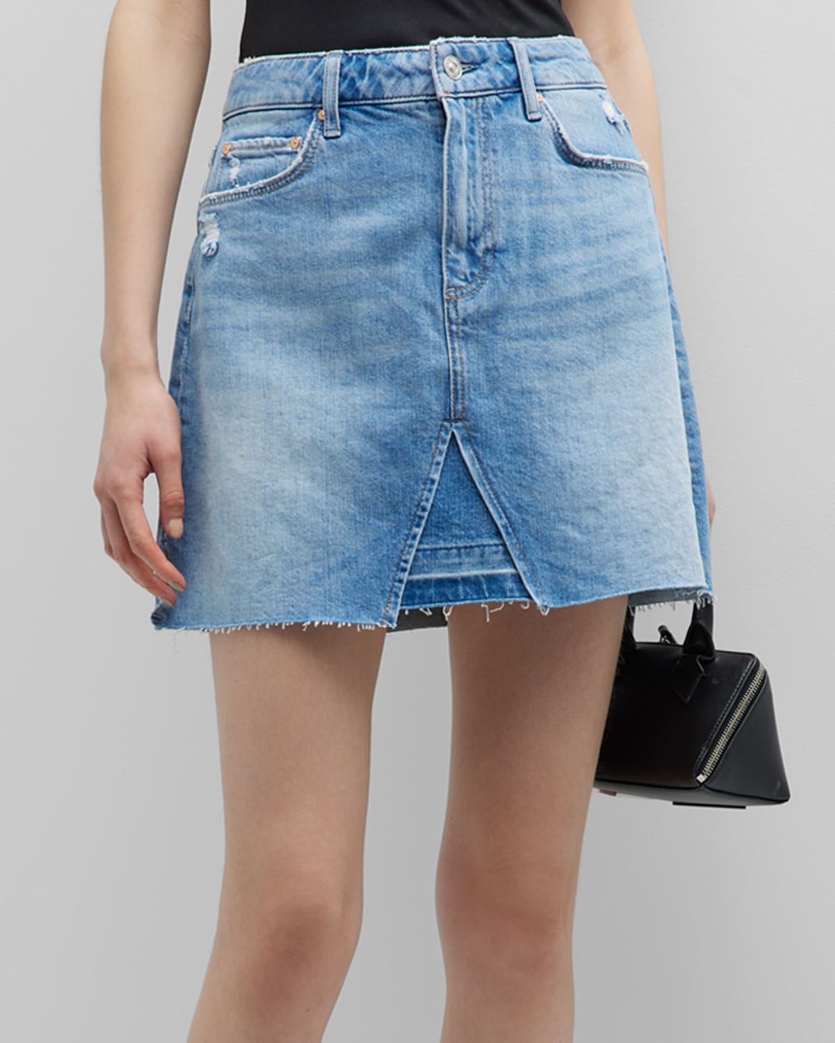 Paige Jessie High-waisted Denim Skirt In Leisha Destructed