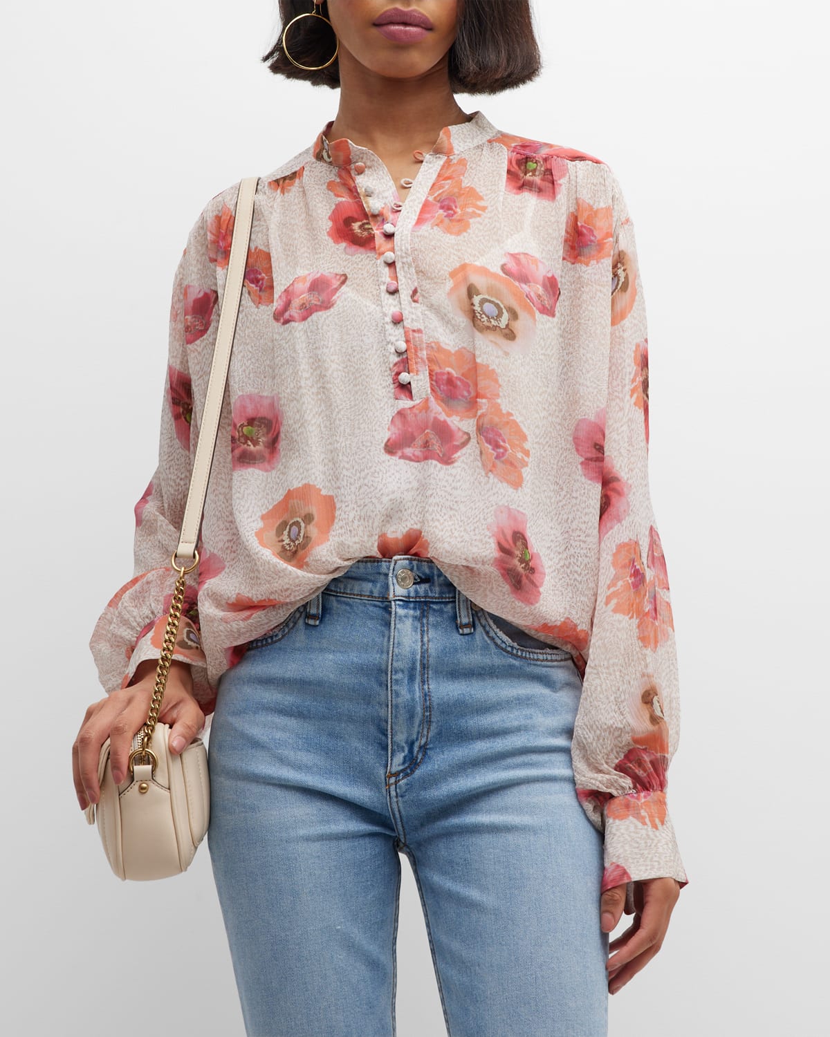 Rag & Bone Carla Floral Long-sleeve Blouse In Ivoryflr