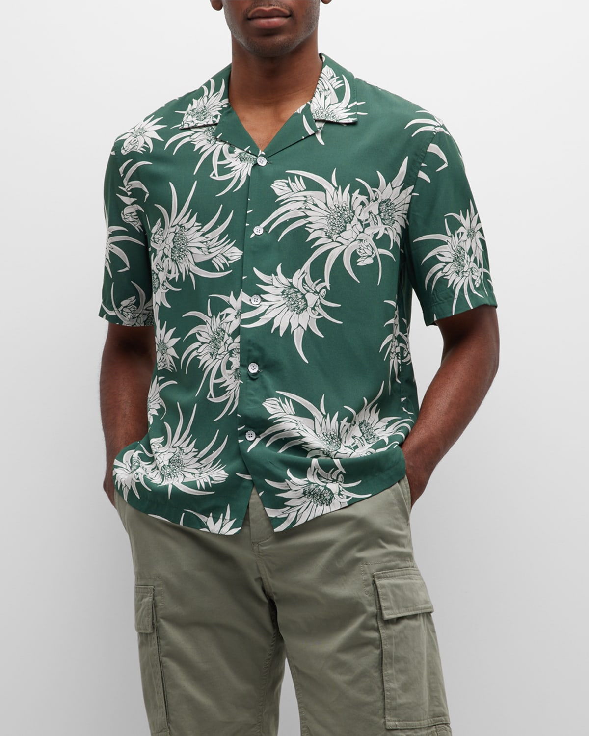 Rag & Bone Avery Printed Short Sleeve Button-up Camp Shirt In Pnaplflgn