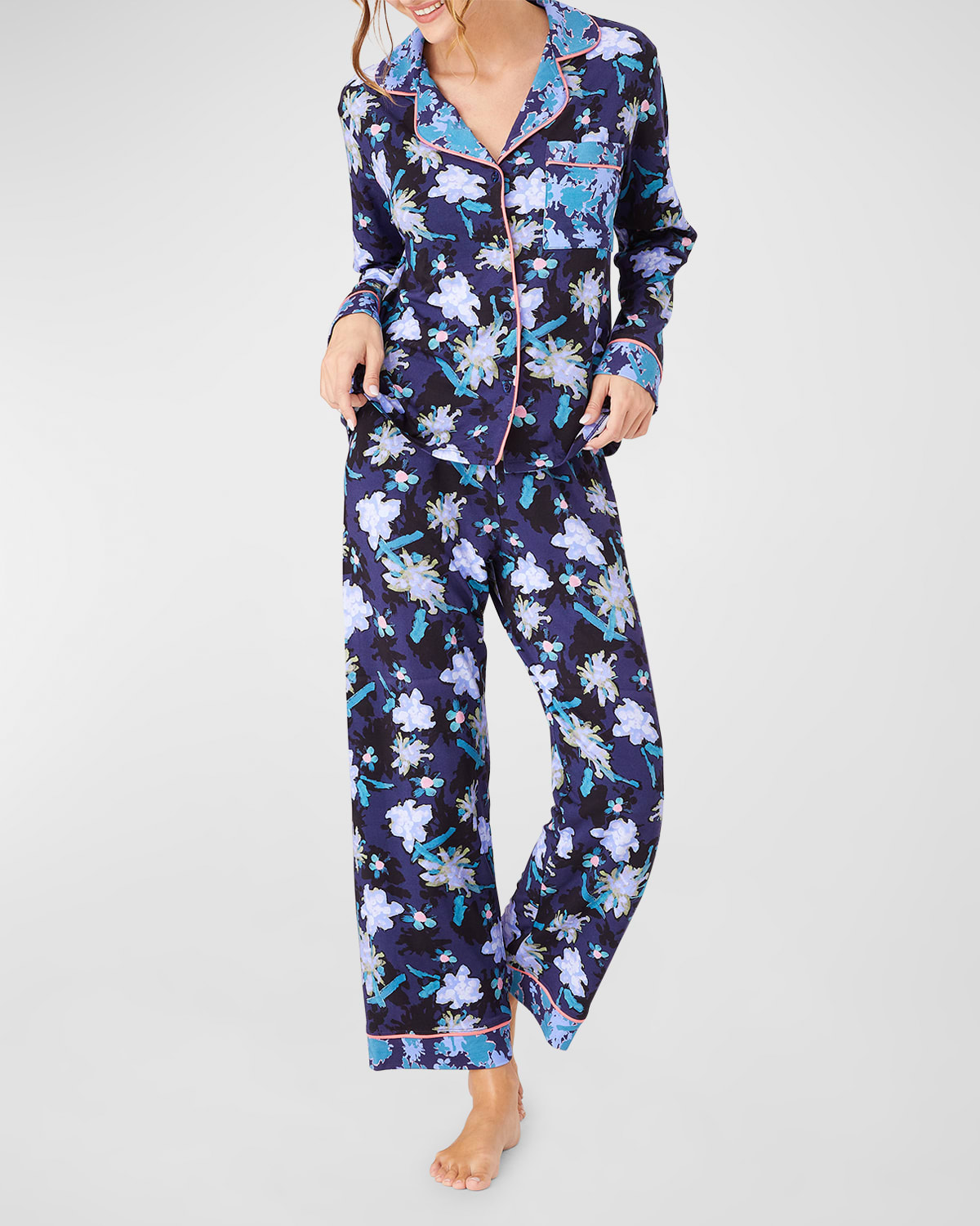Alivia The Sofia Printed Cropped Pyjama Set In Abstract Bloom