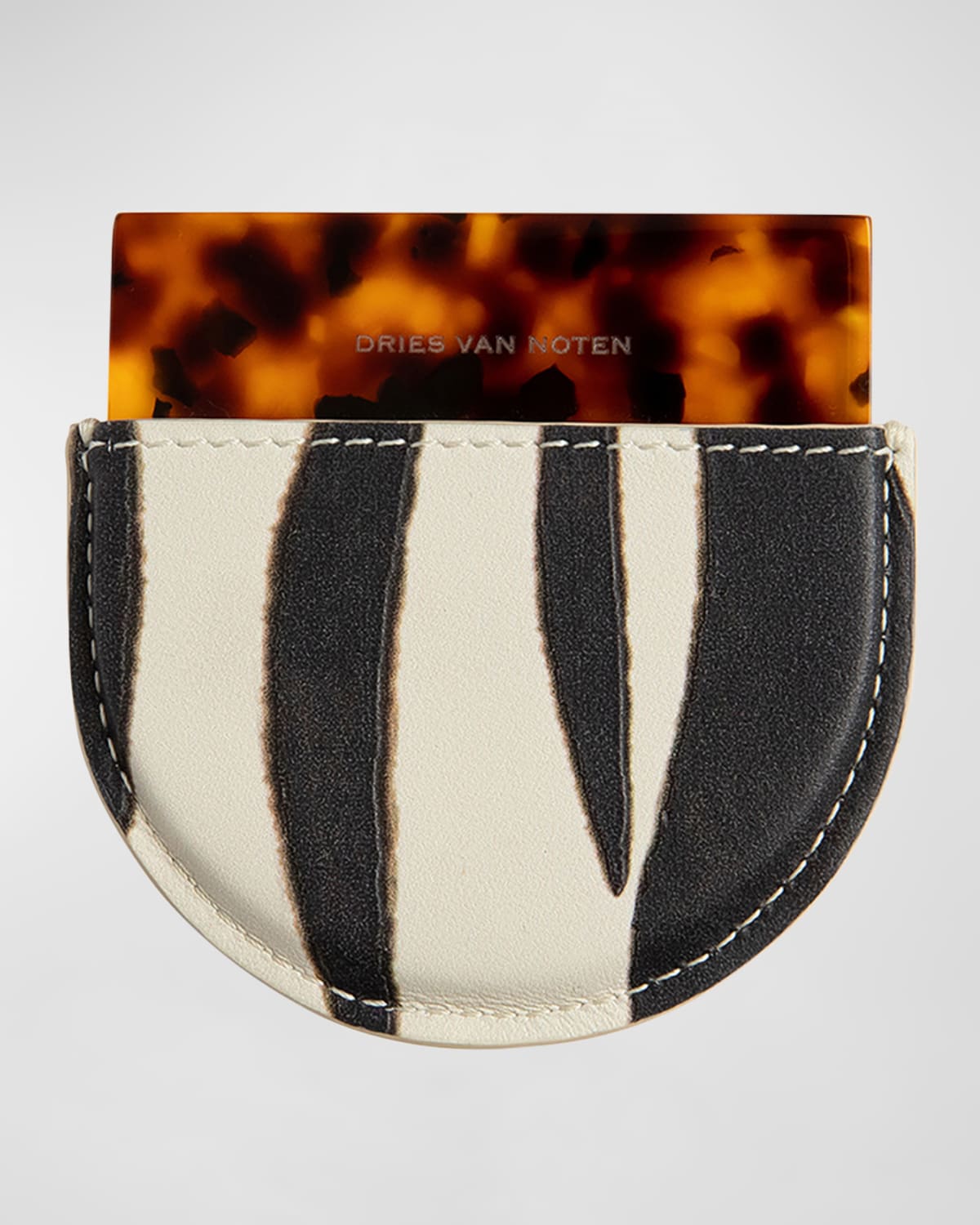 Dries Van Noten Zebra Print And Tortoiseshell Handheld Mirror In Resine Zebra