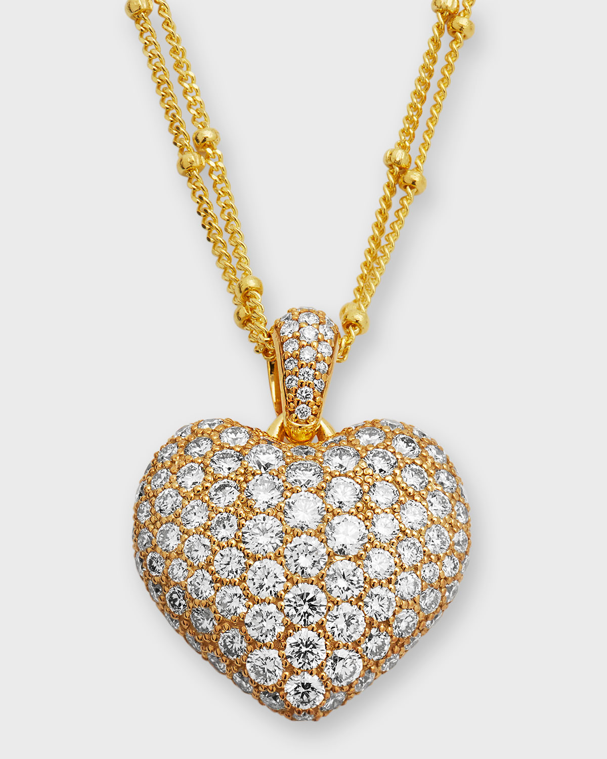 Neiman Marcus Diamonds 18k Gold Double-chain Heart Pendant Necklace