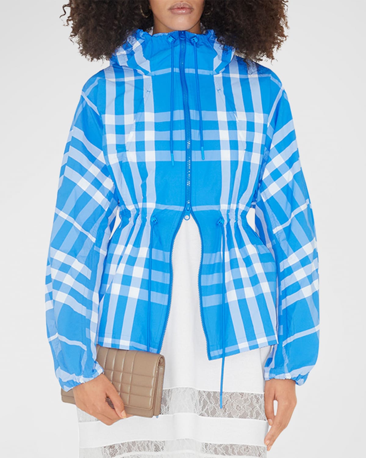 BURBERRY EMILY CHECK HOODED JACKET