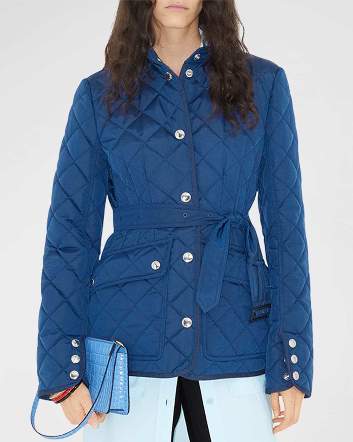 Burberry belted quilted jacket discount