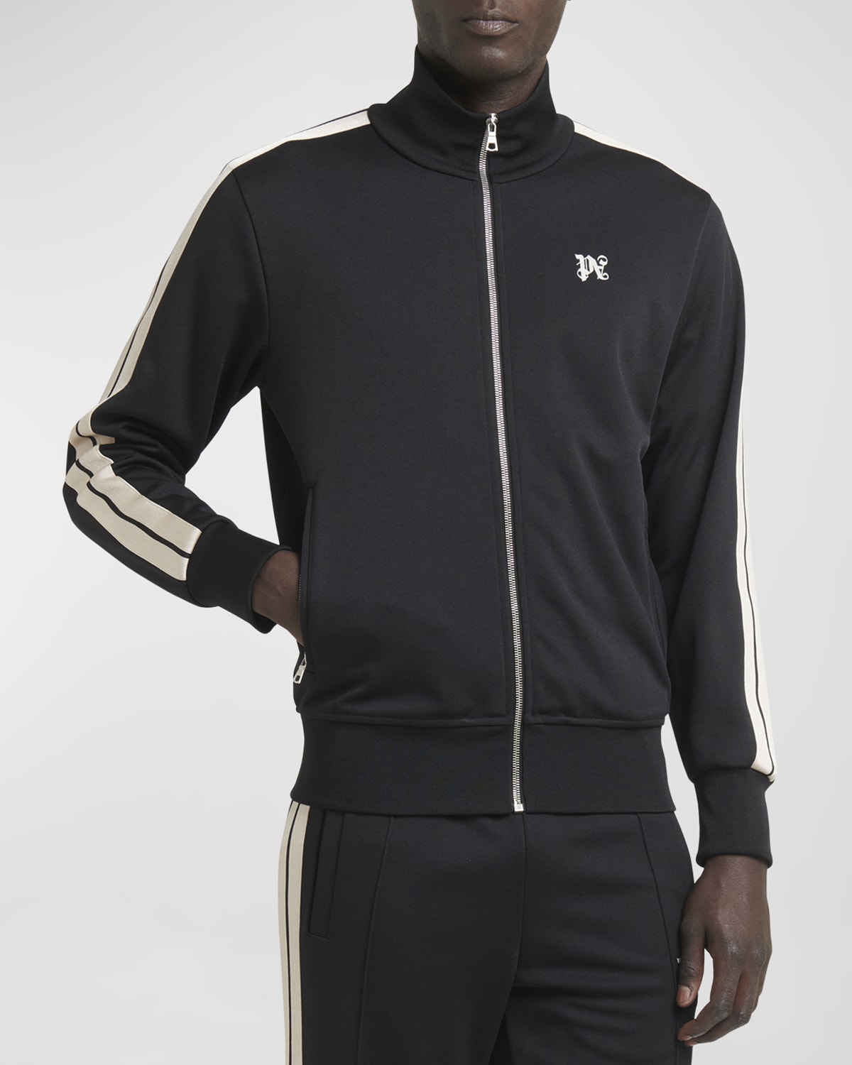 Shop Palm Angels Men's Pa Monogram Classic Track Jacket In Black Off