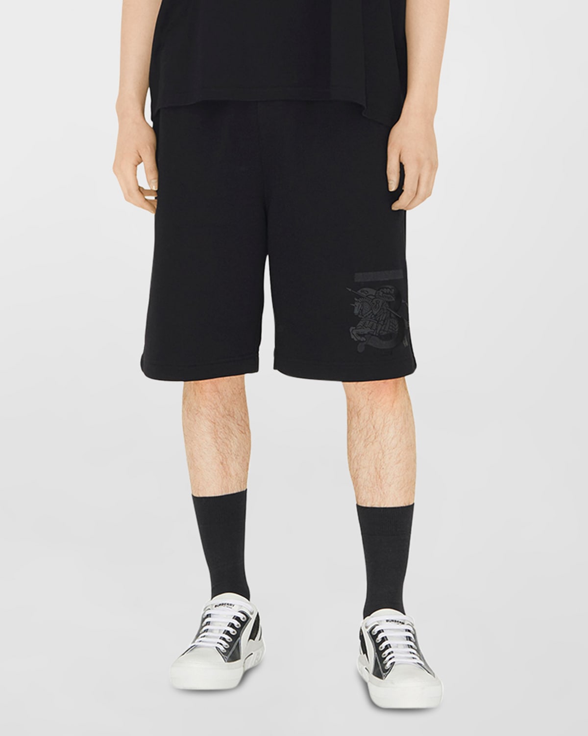 Burberry Tyler Equestrian Knight Cotton Shorts In Black ModeSens