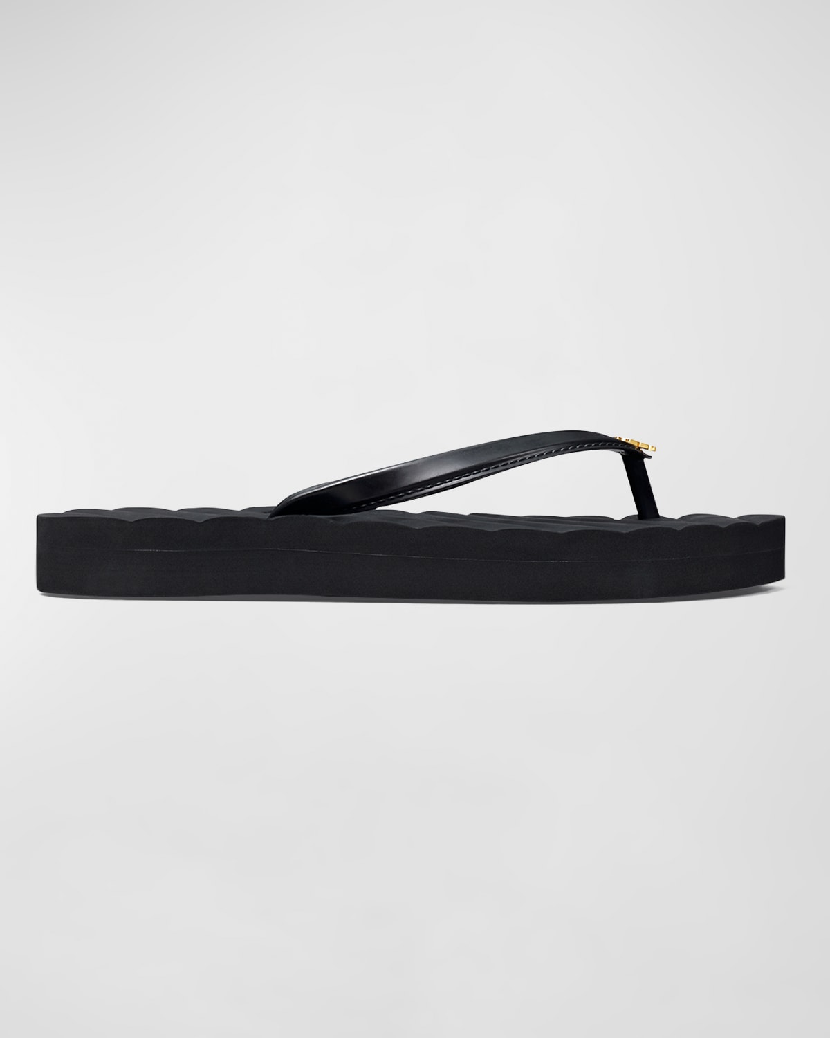 Tory Burch Kira Medallion Flip Flop Sandals In Perfect Black / P