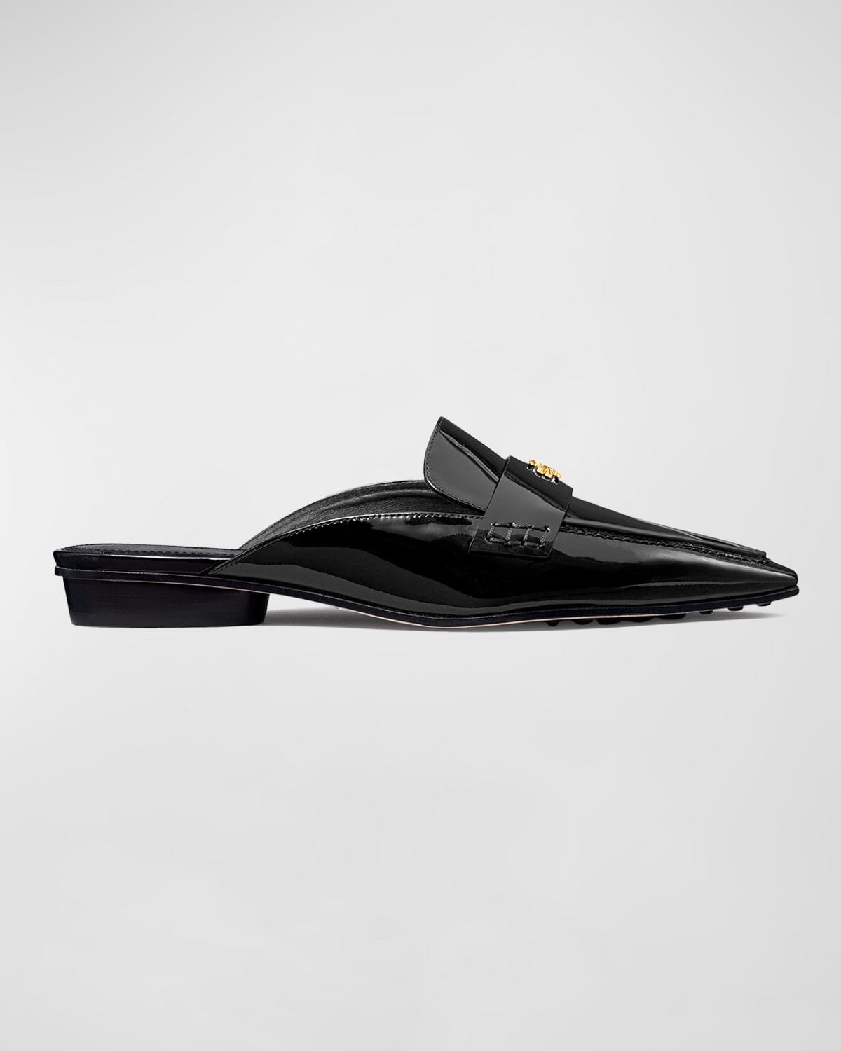 TORY BURCH LEATHER POINTED BACKLESS LOAFERS