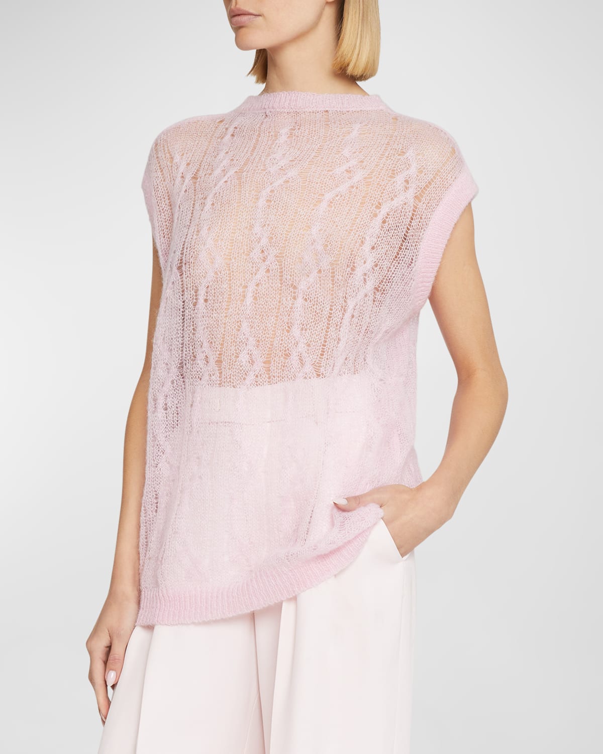 Amiri Mohair Blend Knit Vest In Pink