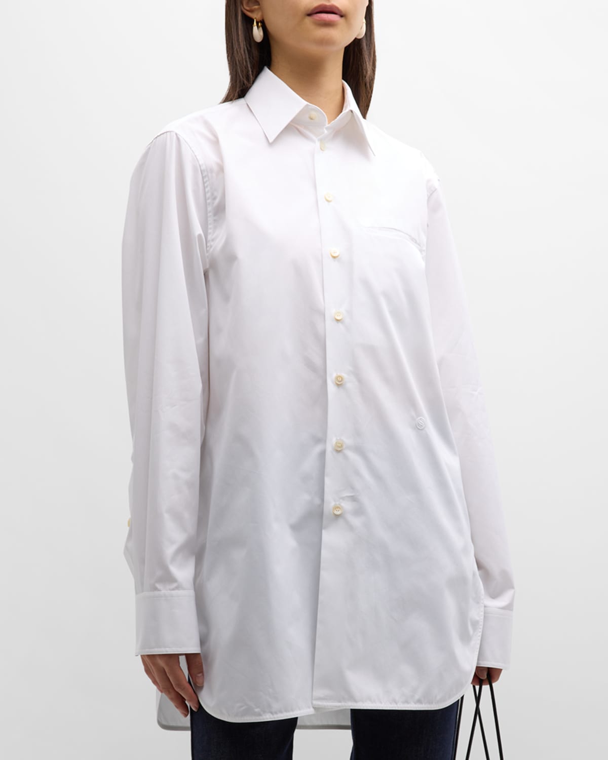 Shop Stella Mccartney Oversized Poplin Collared Shirt In 9000 Pure White