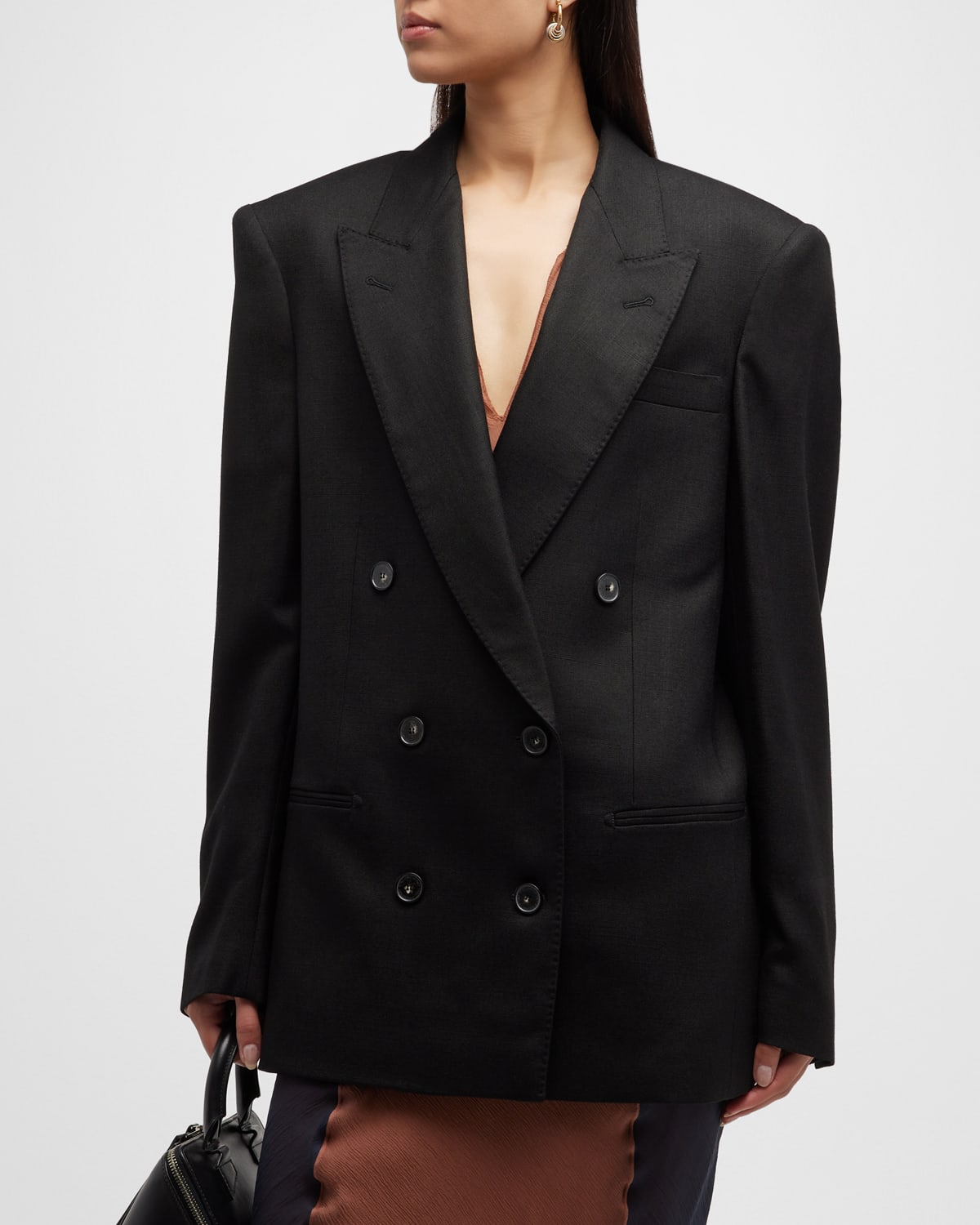 Stella Mccartney Oversized Double-breasted Wool-blend Jacket In 1000 Black